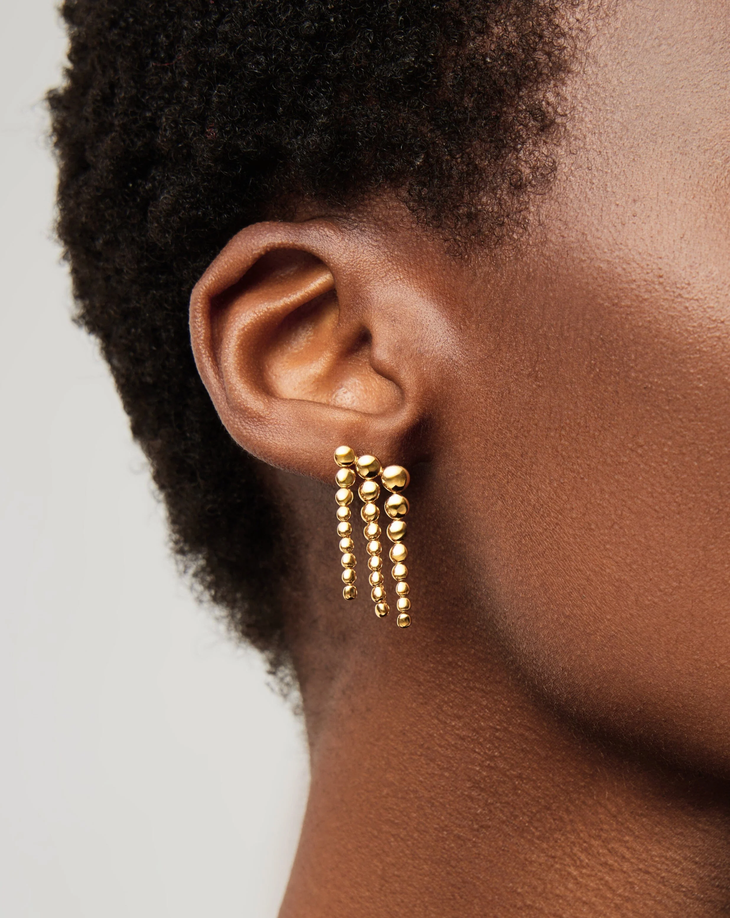 Beaded Waterfall Drop Earrings | 18k Gold Vermeil - Image 2
