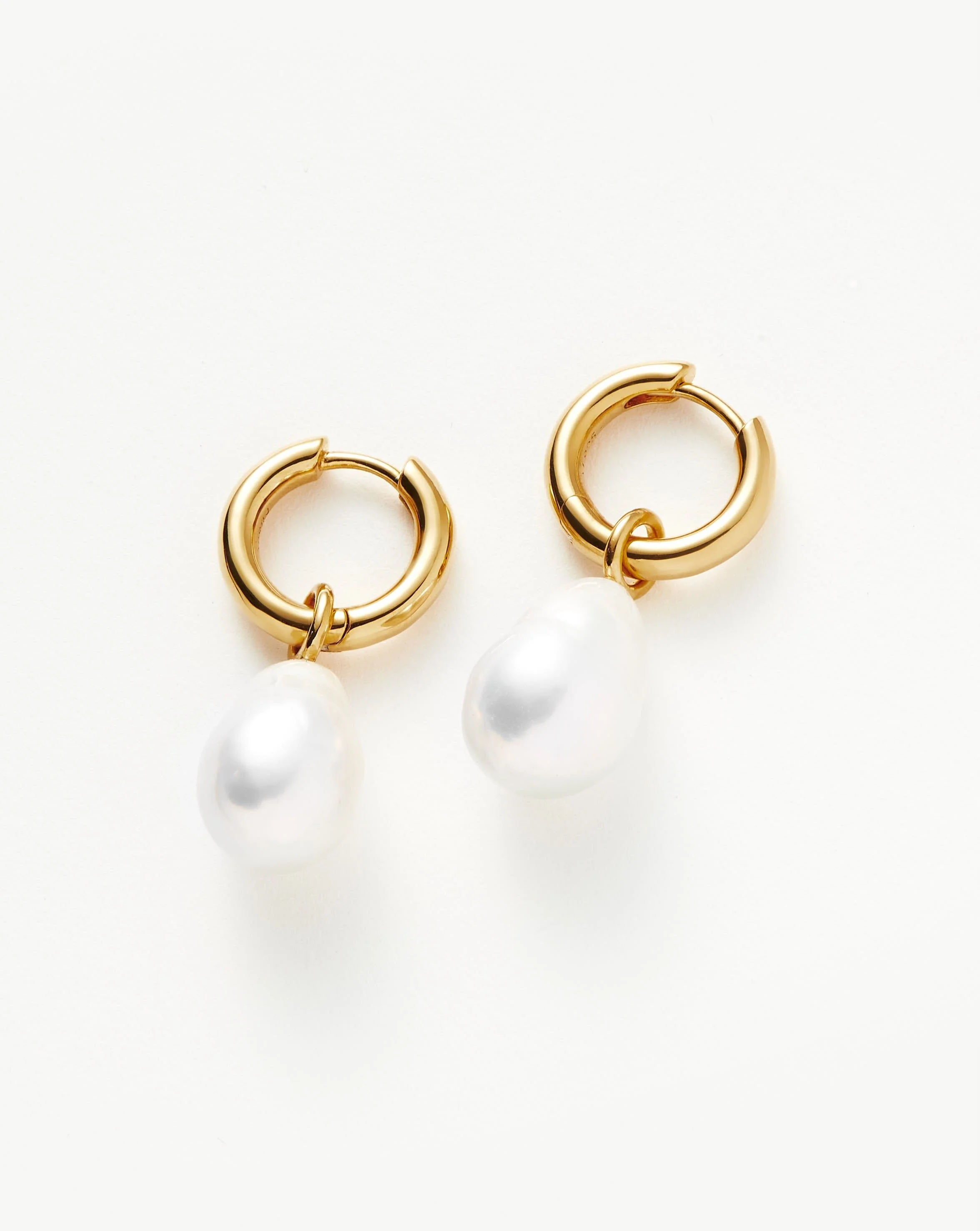 Baroque Pearl Drop Tunnel Mini Hoop Earrings | 18k Gold Vermeil/Pearl