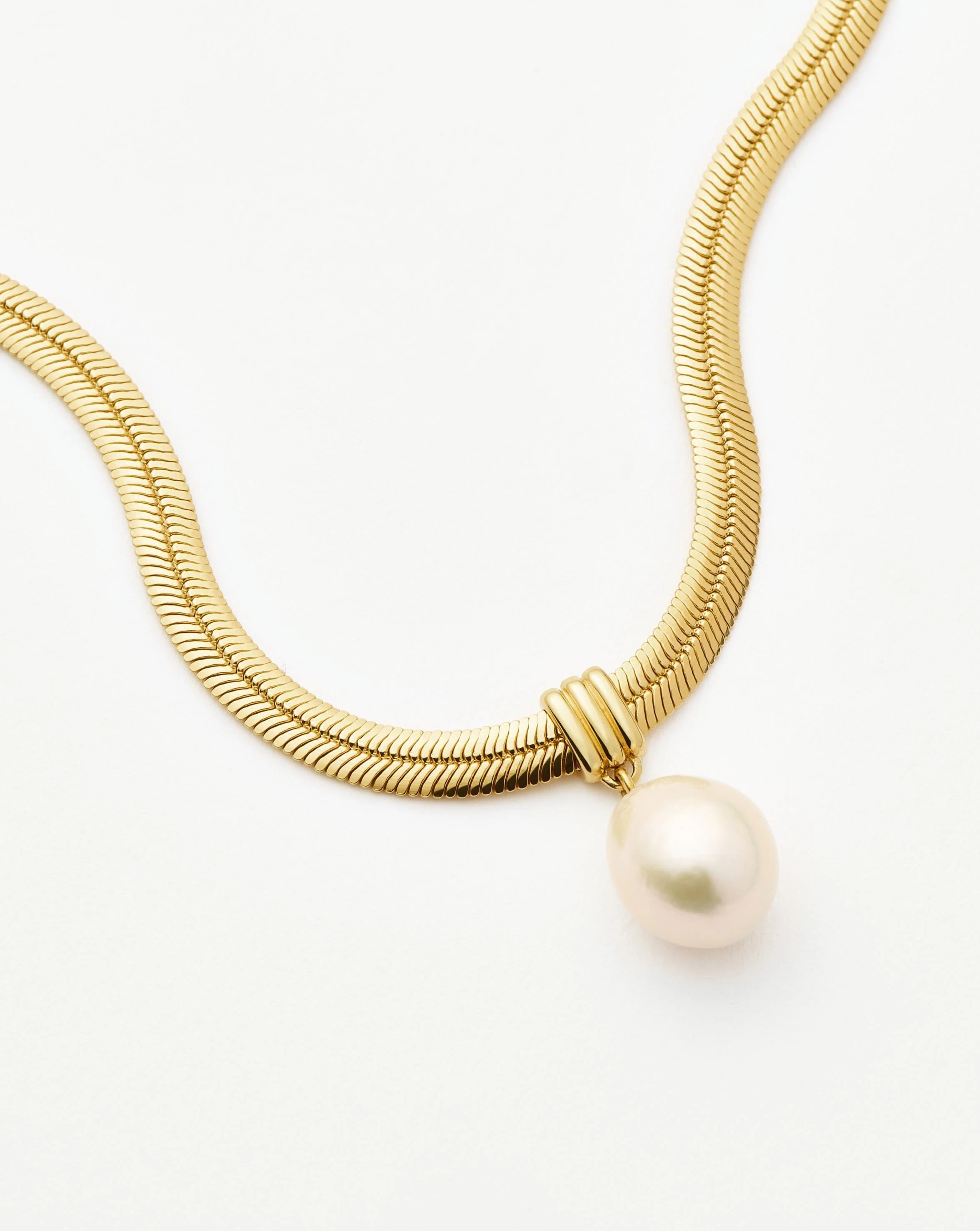 Baroque Pearl Snake Chain Pendant Necklace | 18k Gold Plated Vermeil/Pearl - Image 4