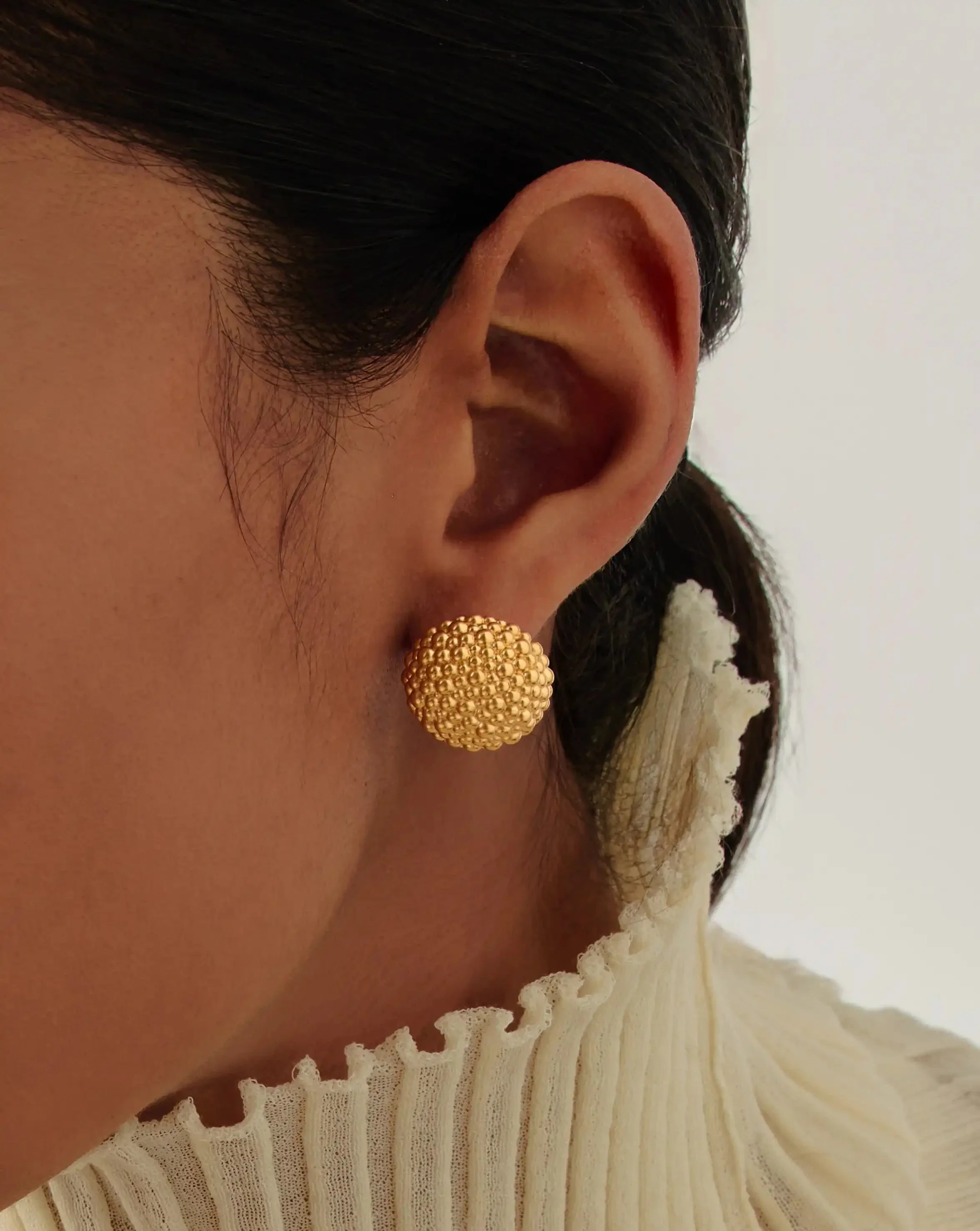 Baya Dome Stud Earrings | 18k Gold Plated - Image 3