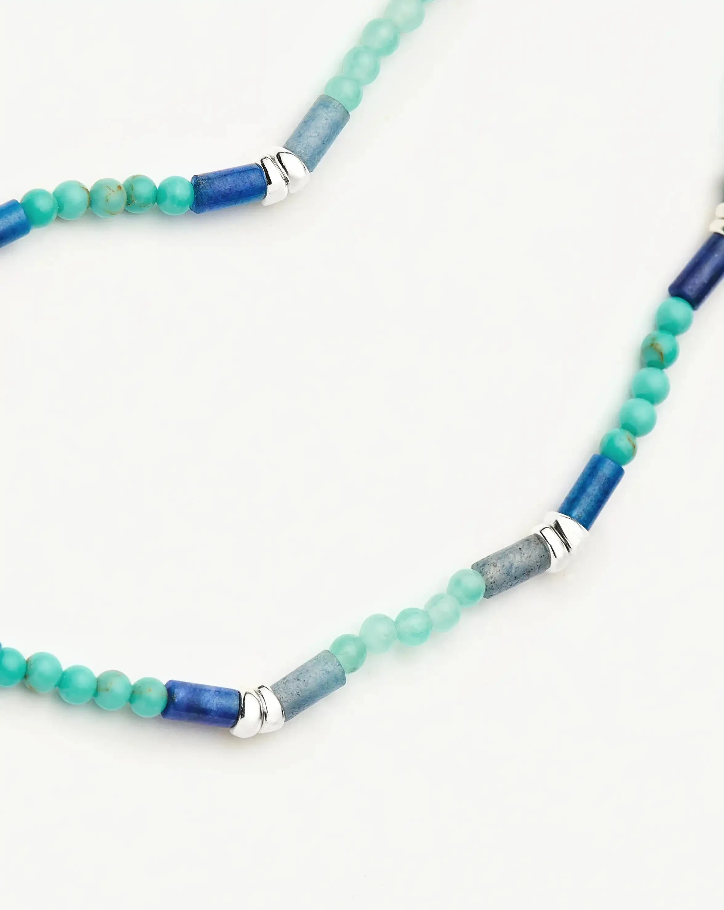 Beaded Gemstone Bracelet | Silver Plated/Lagoon Blue - Image 4
