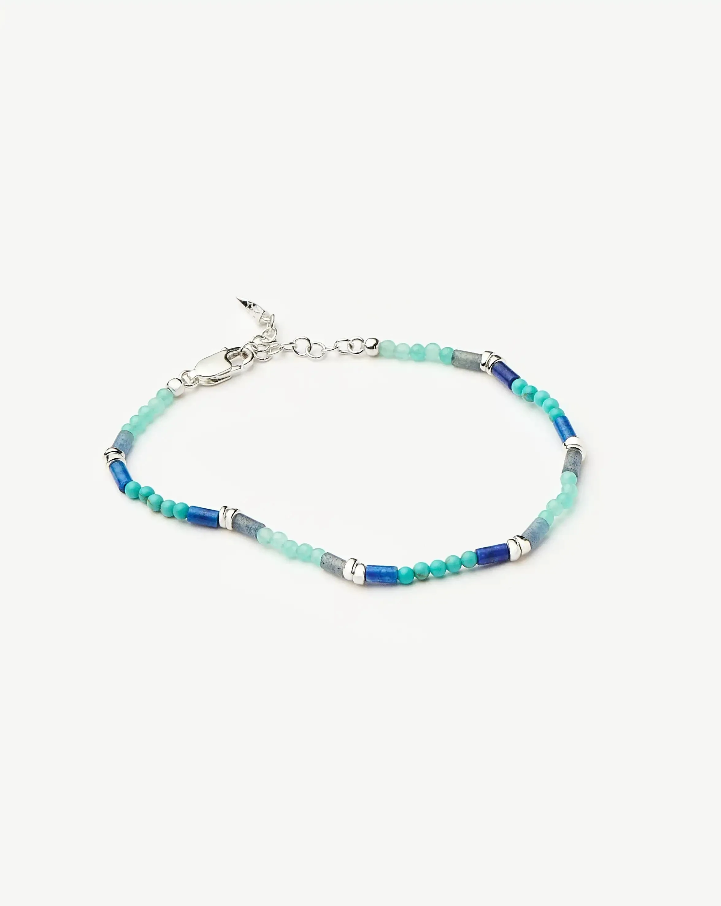 Beaded Gemstone Bracelet | Silver Plated/Lagoon Blue - Image 5