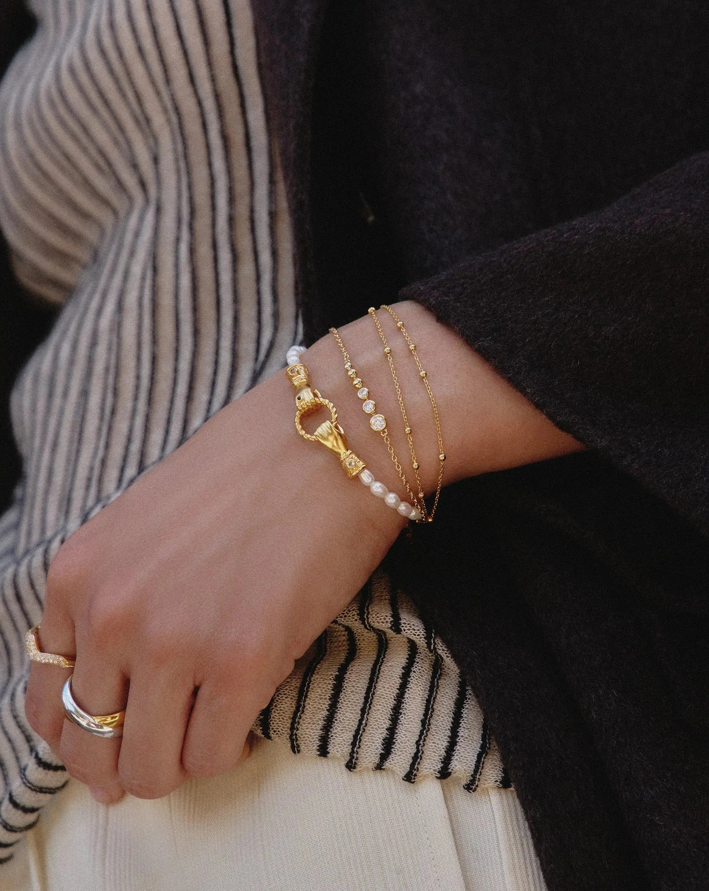 Beaded Stone Chain Bracelet | 18k Gold Plated - Image 2