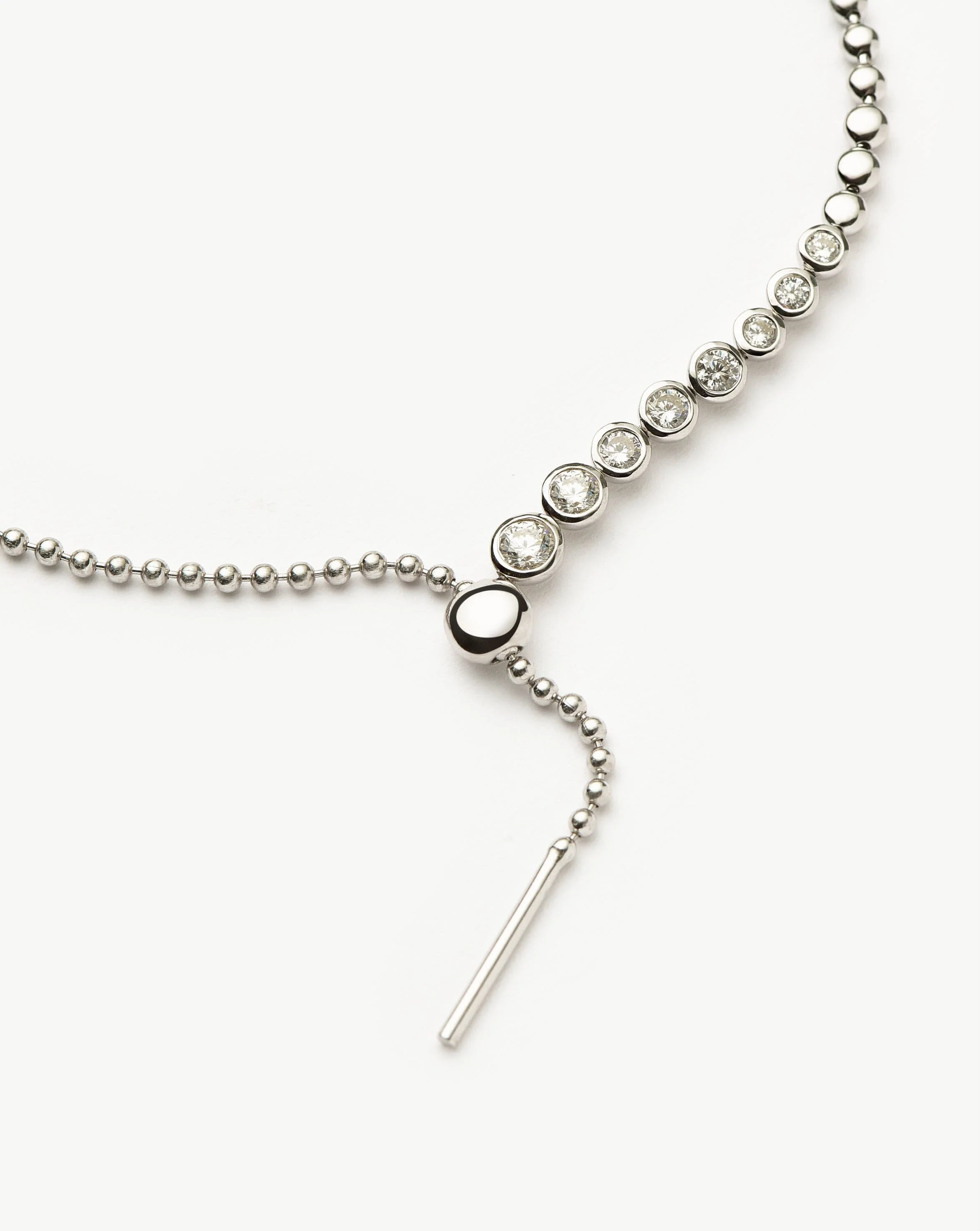 Beaded Stone Slider Lariat Necklace| Sterling Silver Cubic Zirconia - Image 4