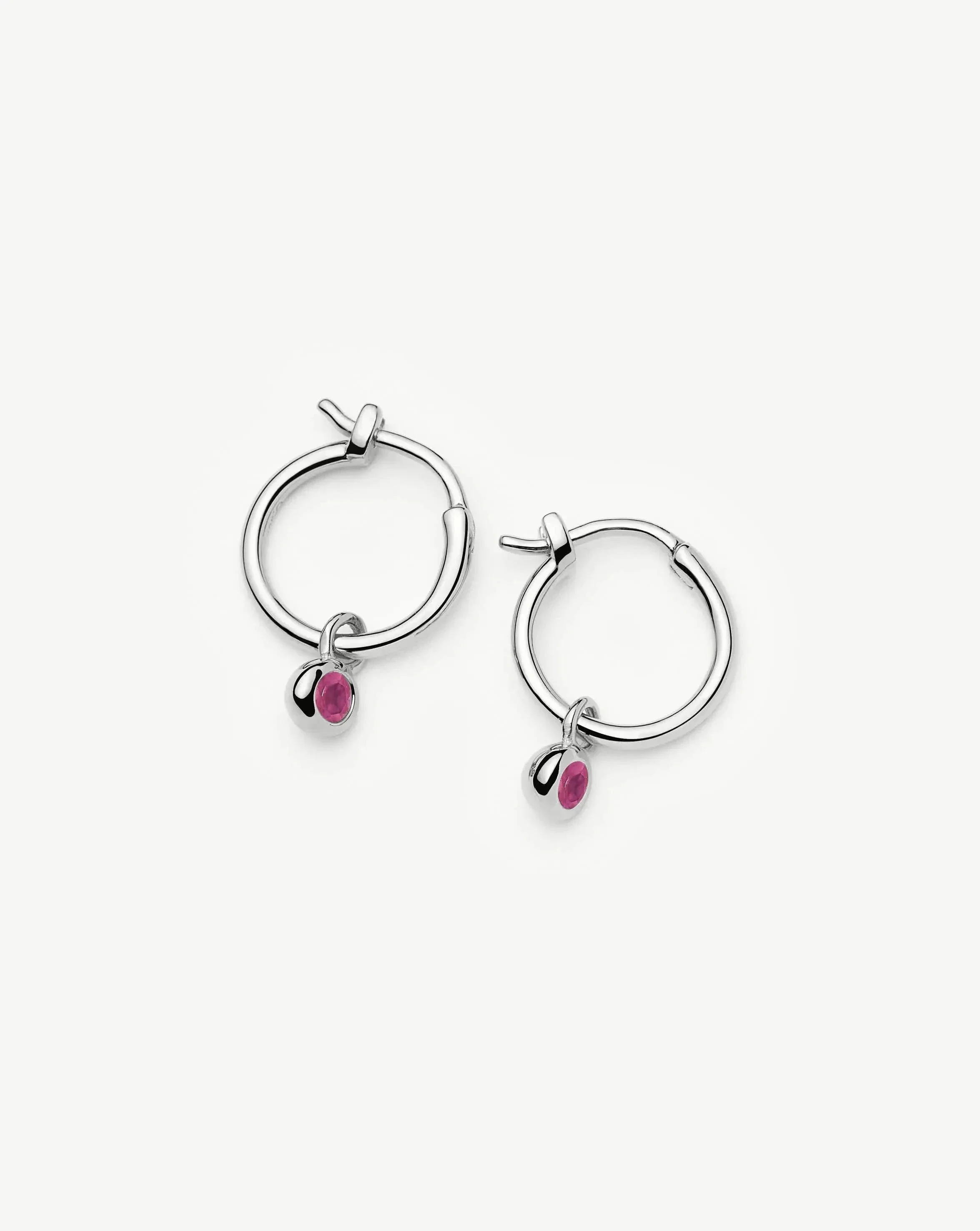 Birthstone Mini Charm Hoop Earrings | Sterling Silver - Image 6