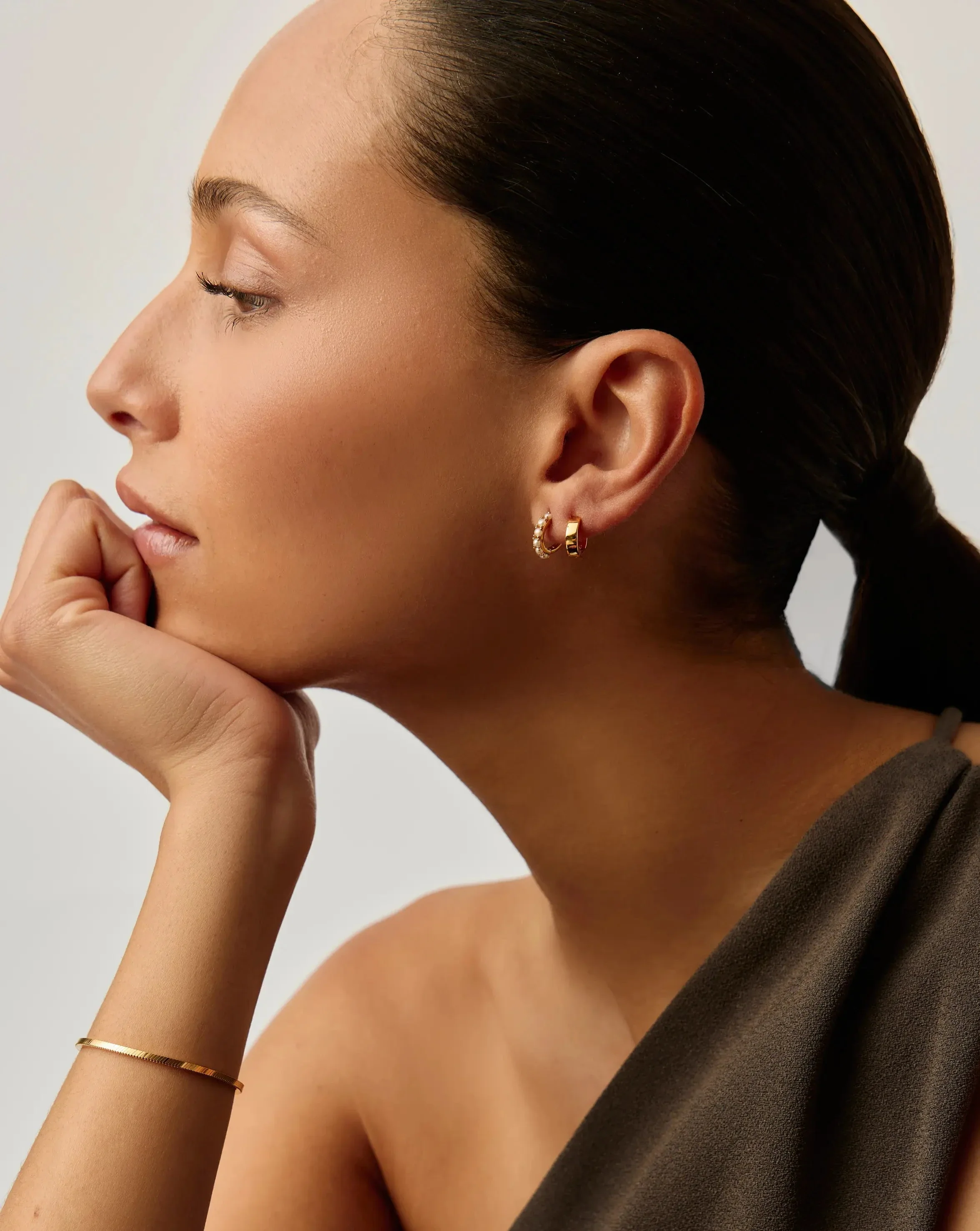 The Pearl-fect Duo Earring Set | 18k Gold Plated Vermeil / Pearl - Image 3