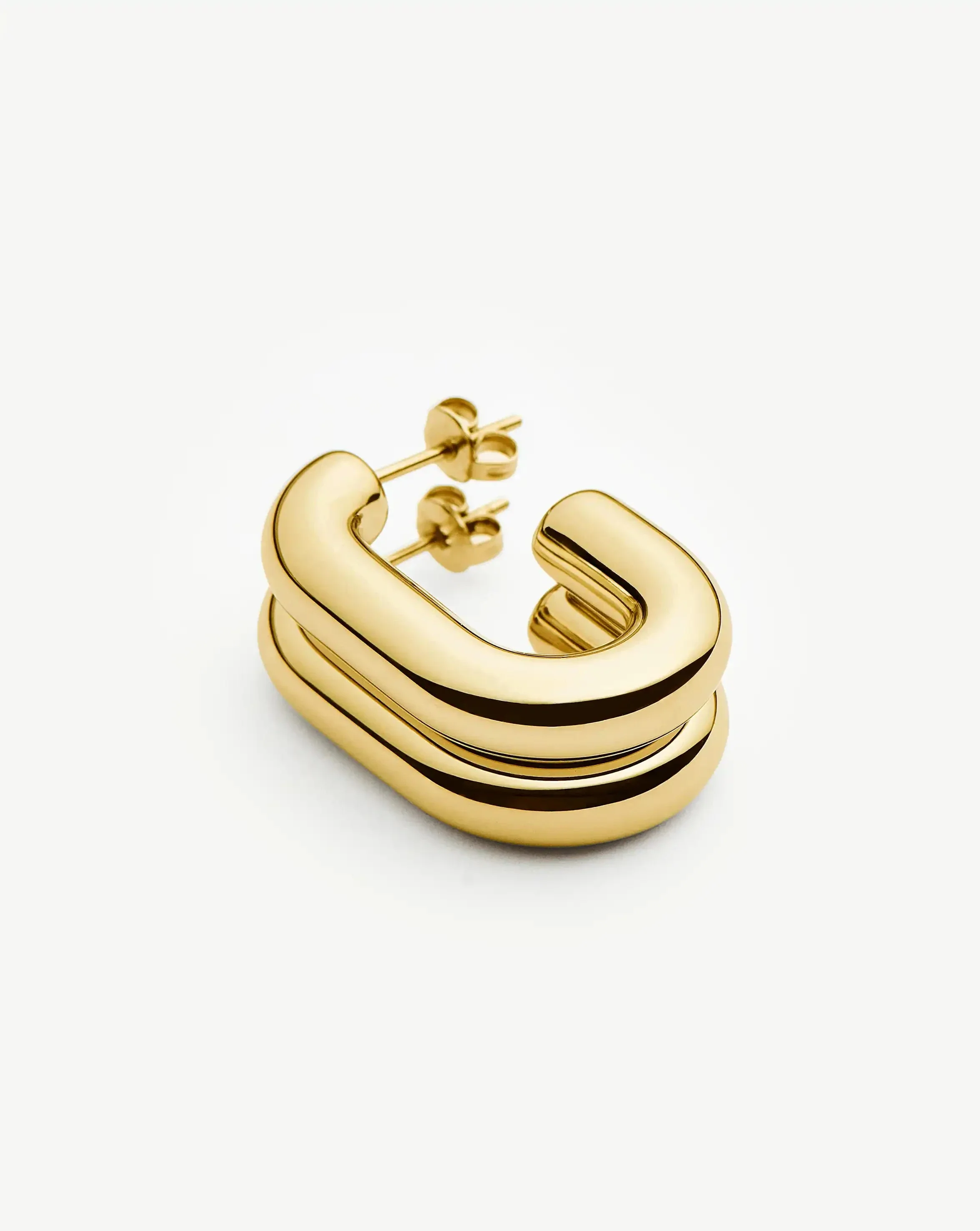 Chubby Oval Medium Hoop Earrings | 18k Gold Plated - Image 4