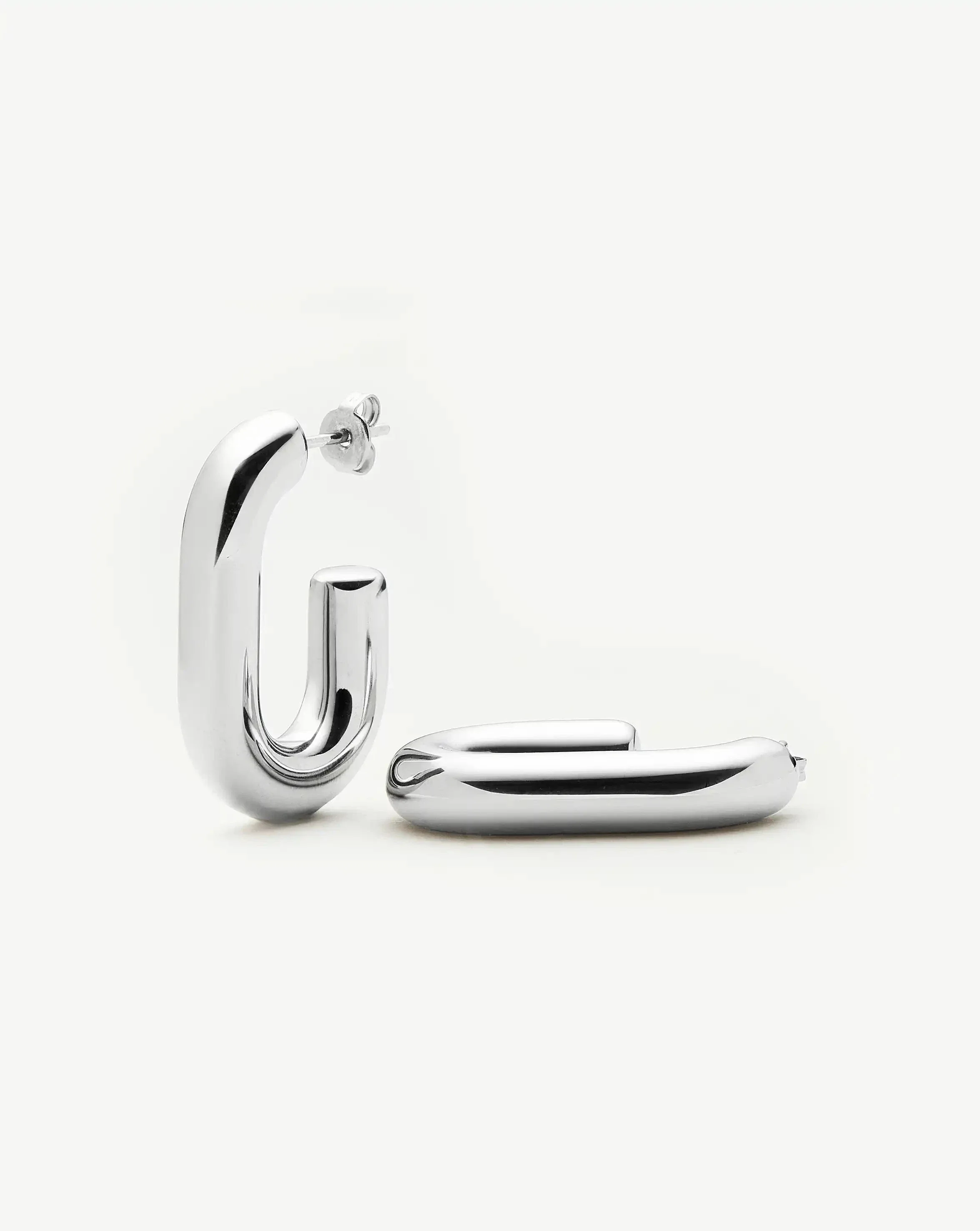 Chubby Oval Medium Hoop Earrings | Platinum Plated
