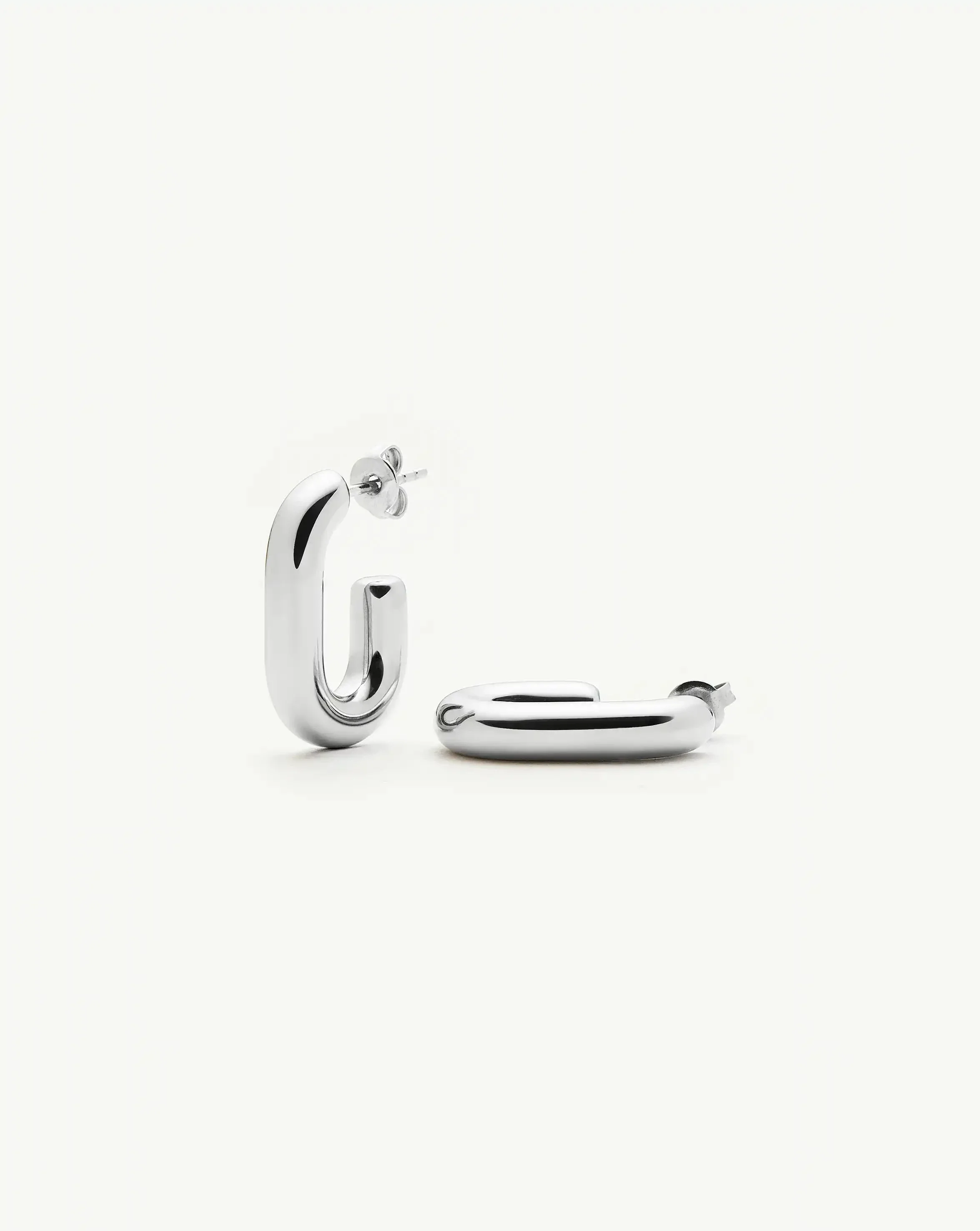 Chubby Oval Small Hoop Earrings | Platinum Plated