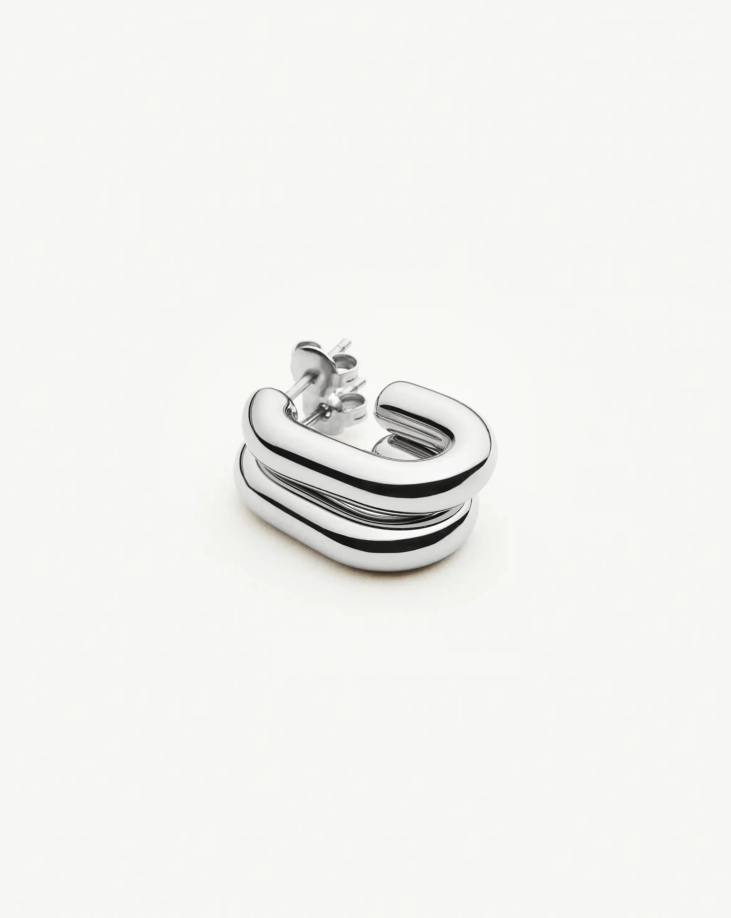 Chubby Oval Small Hoop Earrings | Platinum Plated - Image 4