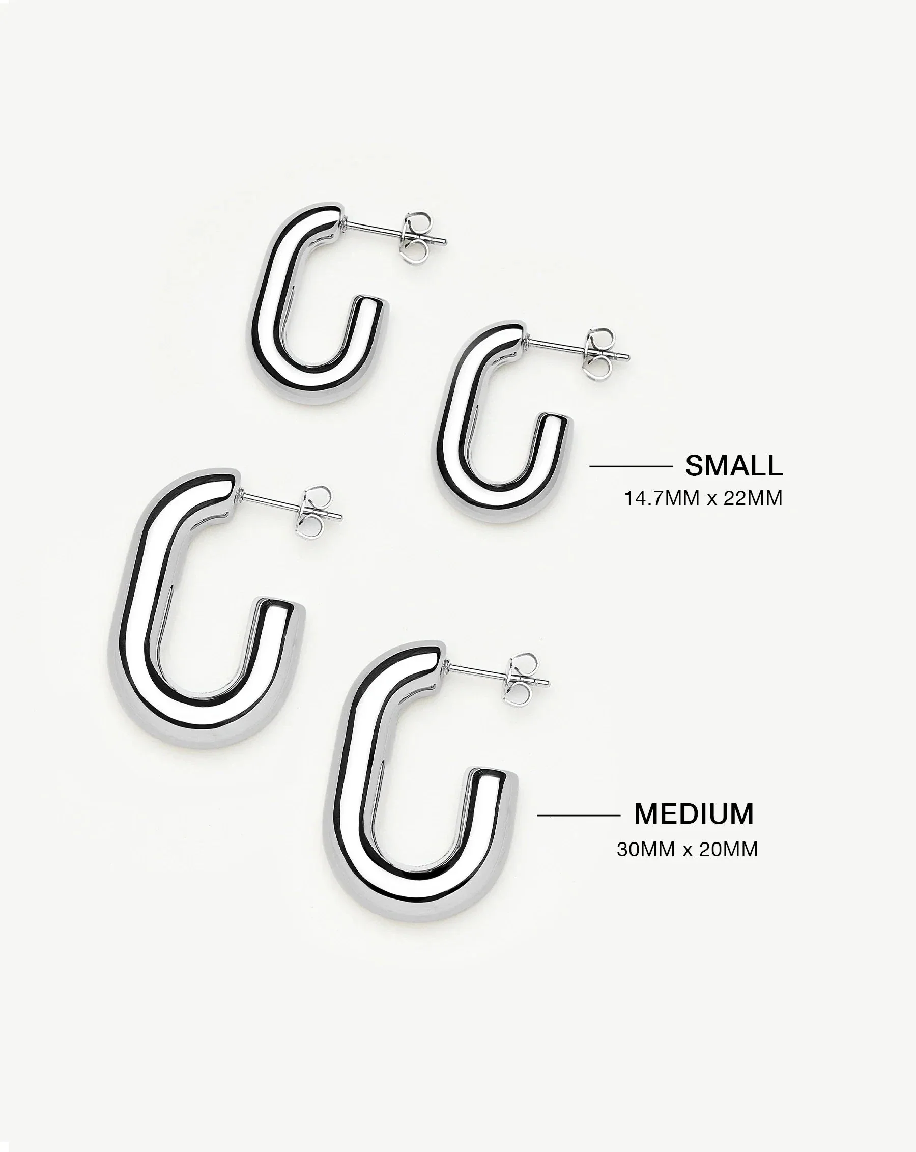 Chubby Oval Small Hoop Earrings | Platinum Plated - Image 5