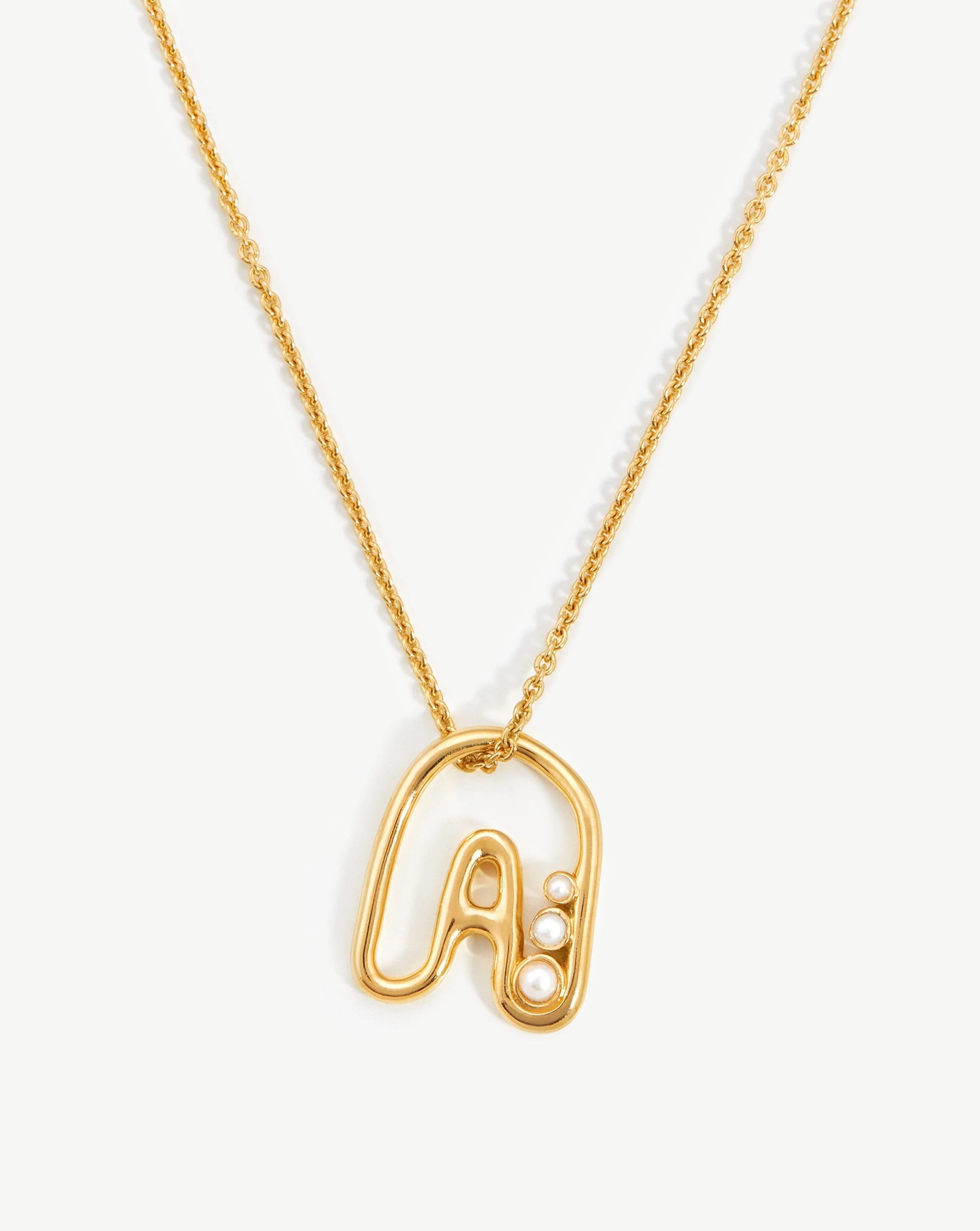 Chubby Pearl Initial Pendant Necklace - Initial A | 18k Gold Vermeil/Pearl