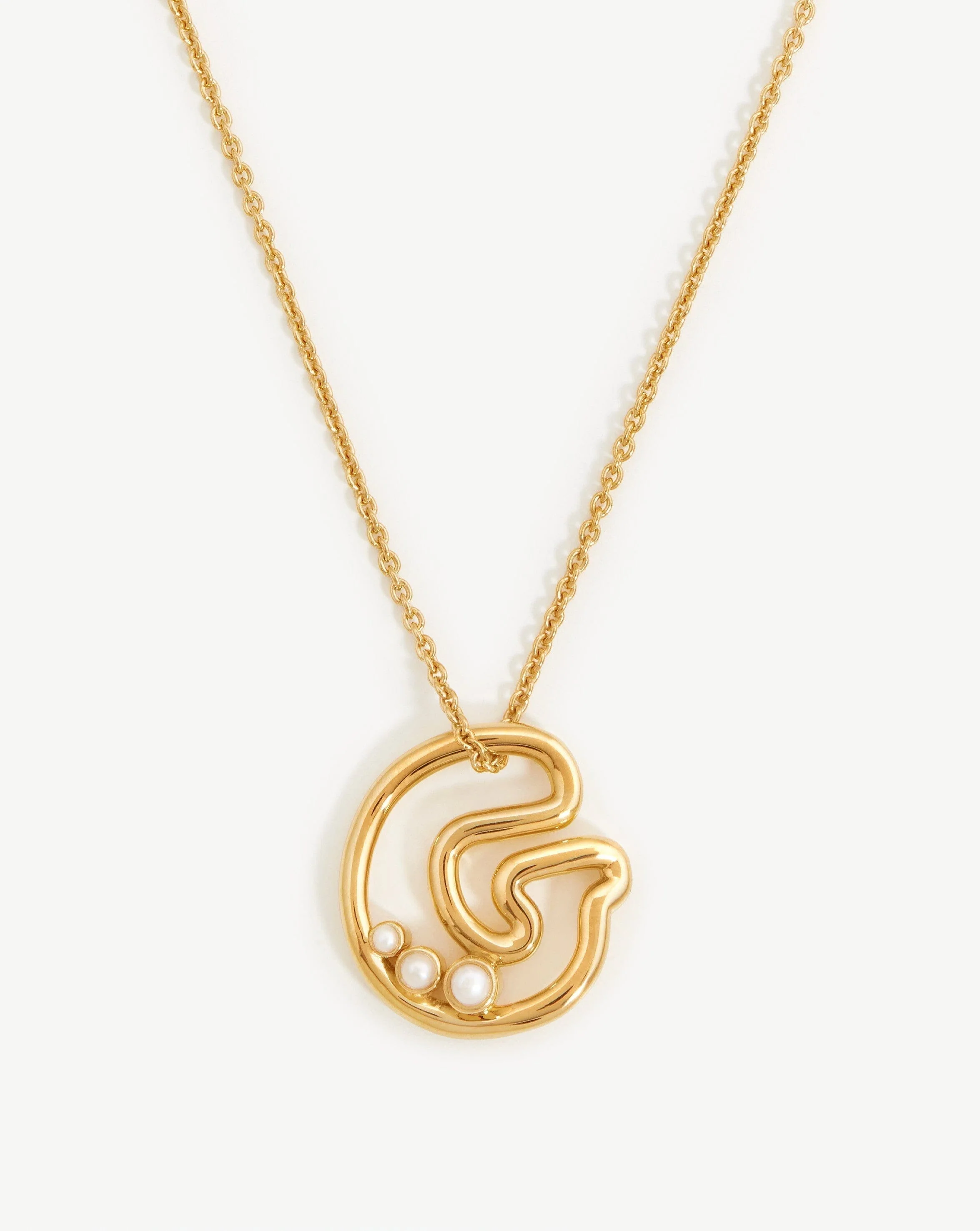 Chubby Pearl Initial Pendant Necklace - Initial G | 18k Gold Vermeil/Pearl