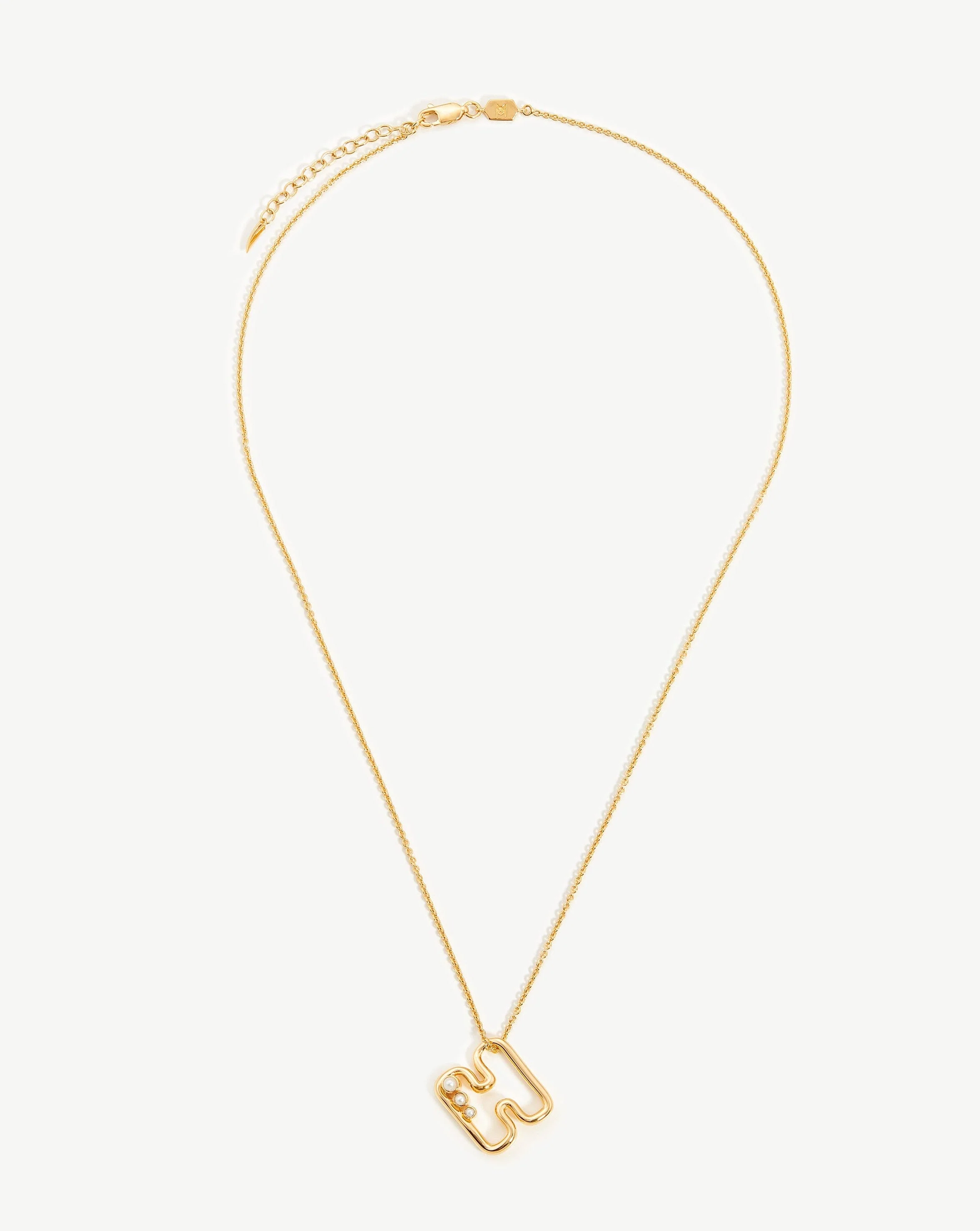 Chubby Pearl Initial Pendant Necklace - Initial H | 18k Gold Vermeil/Pearl - Image 2