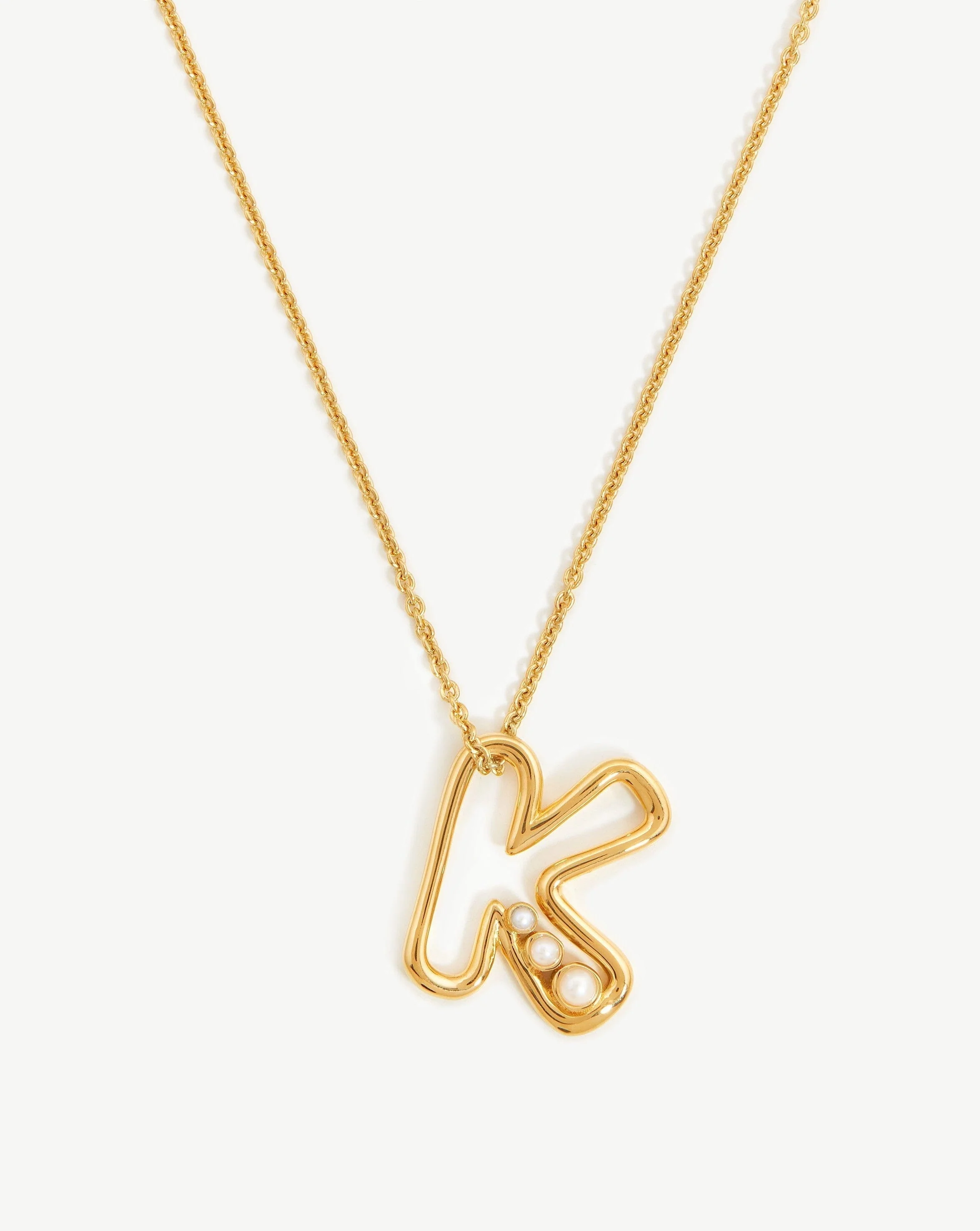 Chubby Pearl Initial Pendant Necklace - Initial K | 18k Gold Vermeil/Pearl