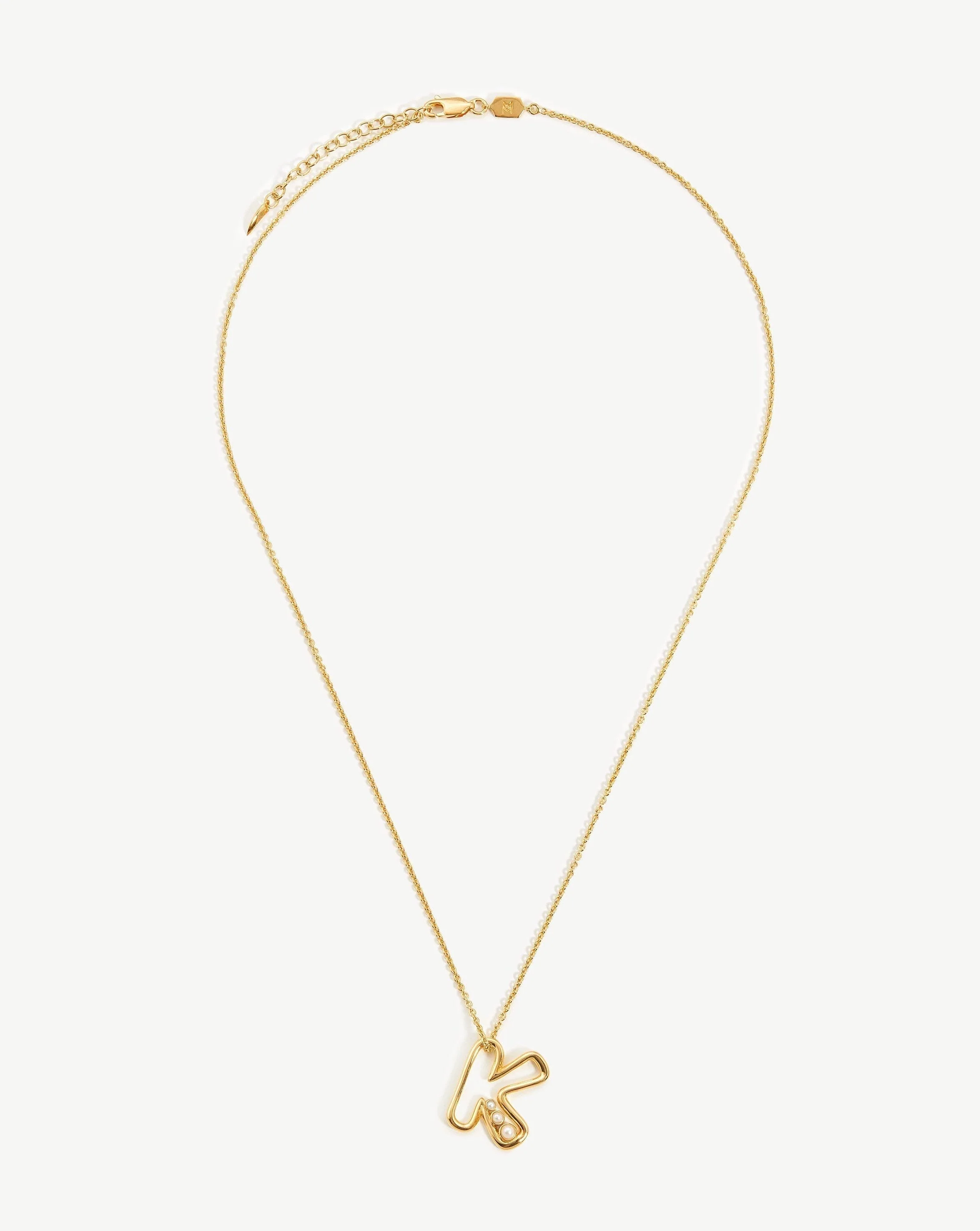 Chubby Pearl Initial Pendant Necklace - Initial K | 18k Gold Vermeil/Pearl - Image 2