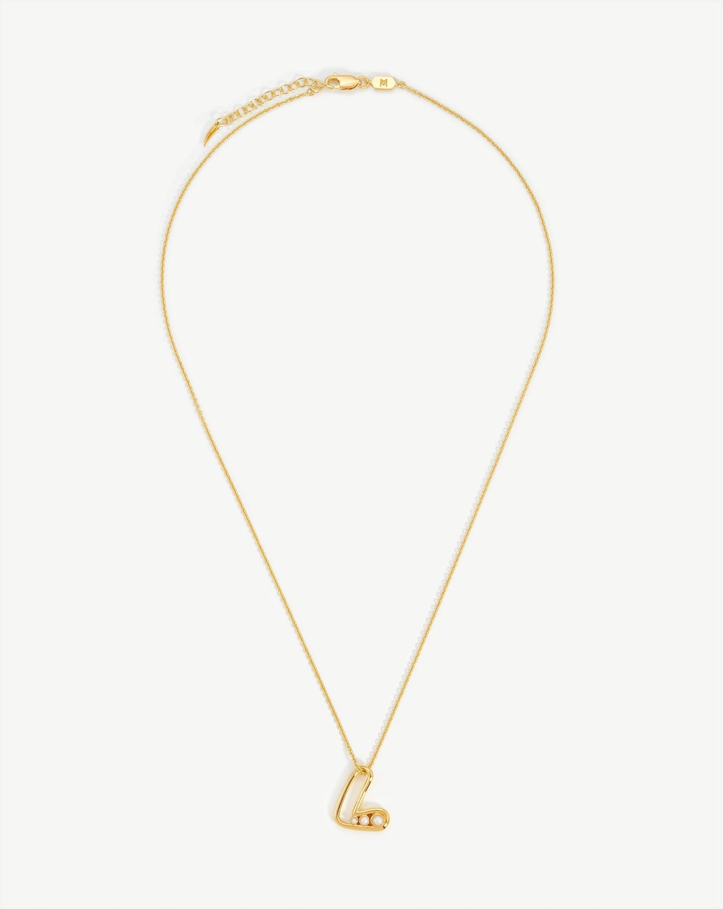 Chubby Pearl Initial Pendant Necklace - Initial L | 18k Gold Vermeil/Pearl - Image 4