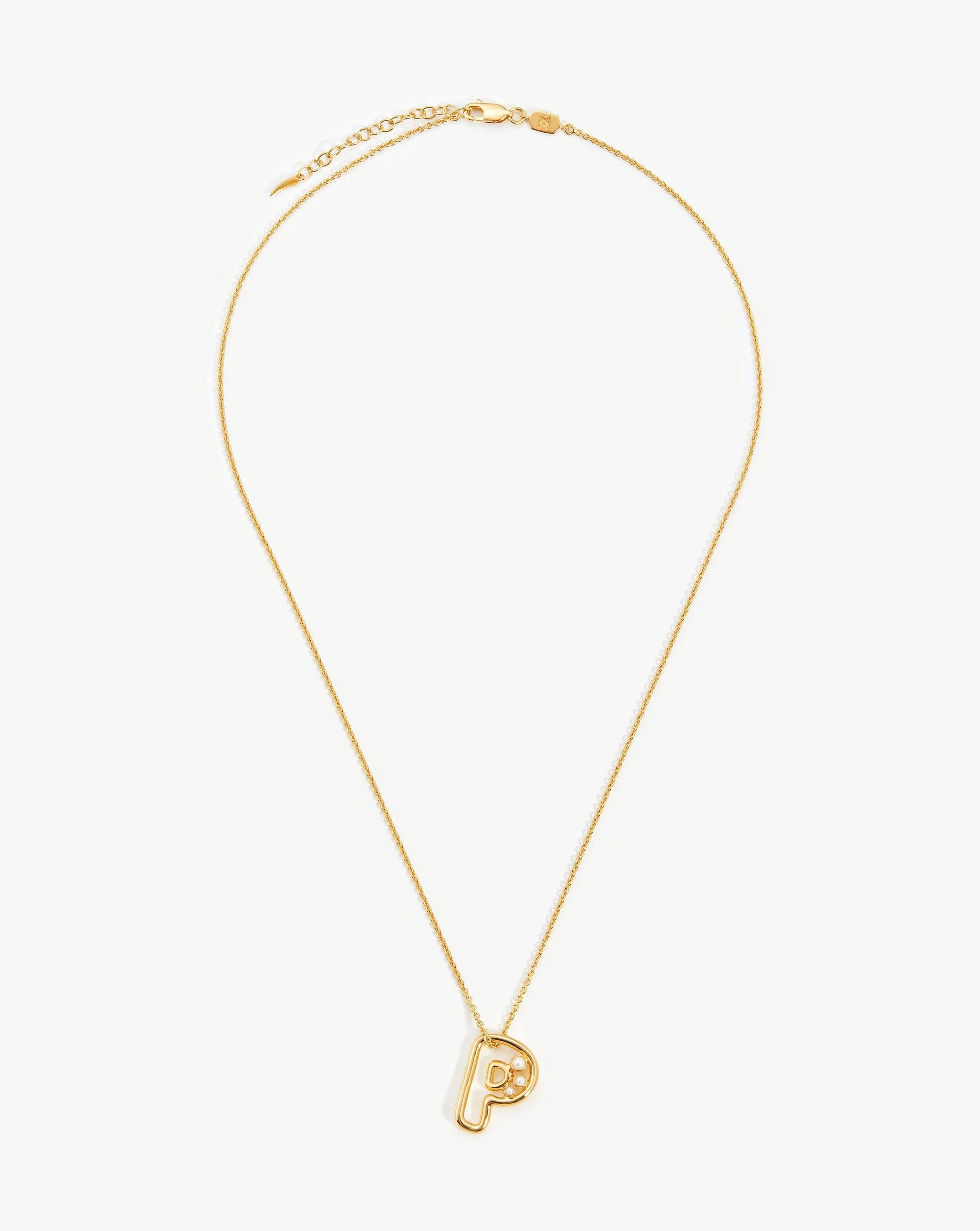 Chubby Pearl Initial Pendant Necklace - Initial P | 18k Gold Vermeil/Pearl - Image 2