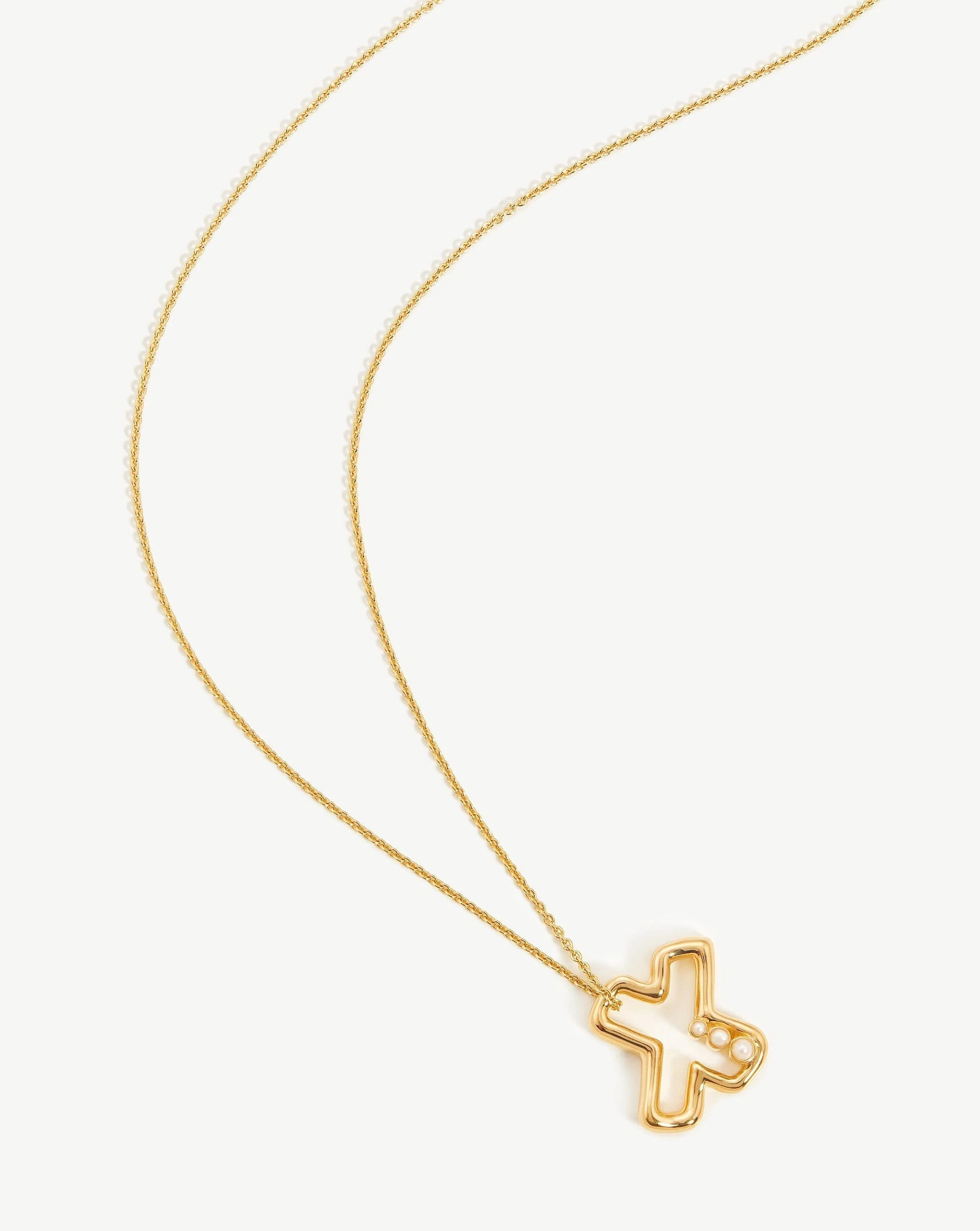 Chubby Pearl Initial Pendant Necklace - Initial X | 18k Gold Vermeil/Pearl - Image 2