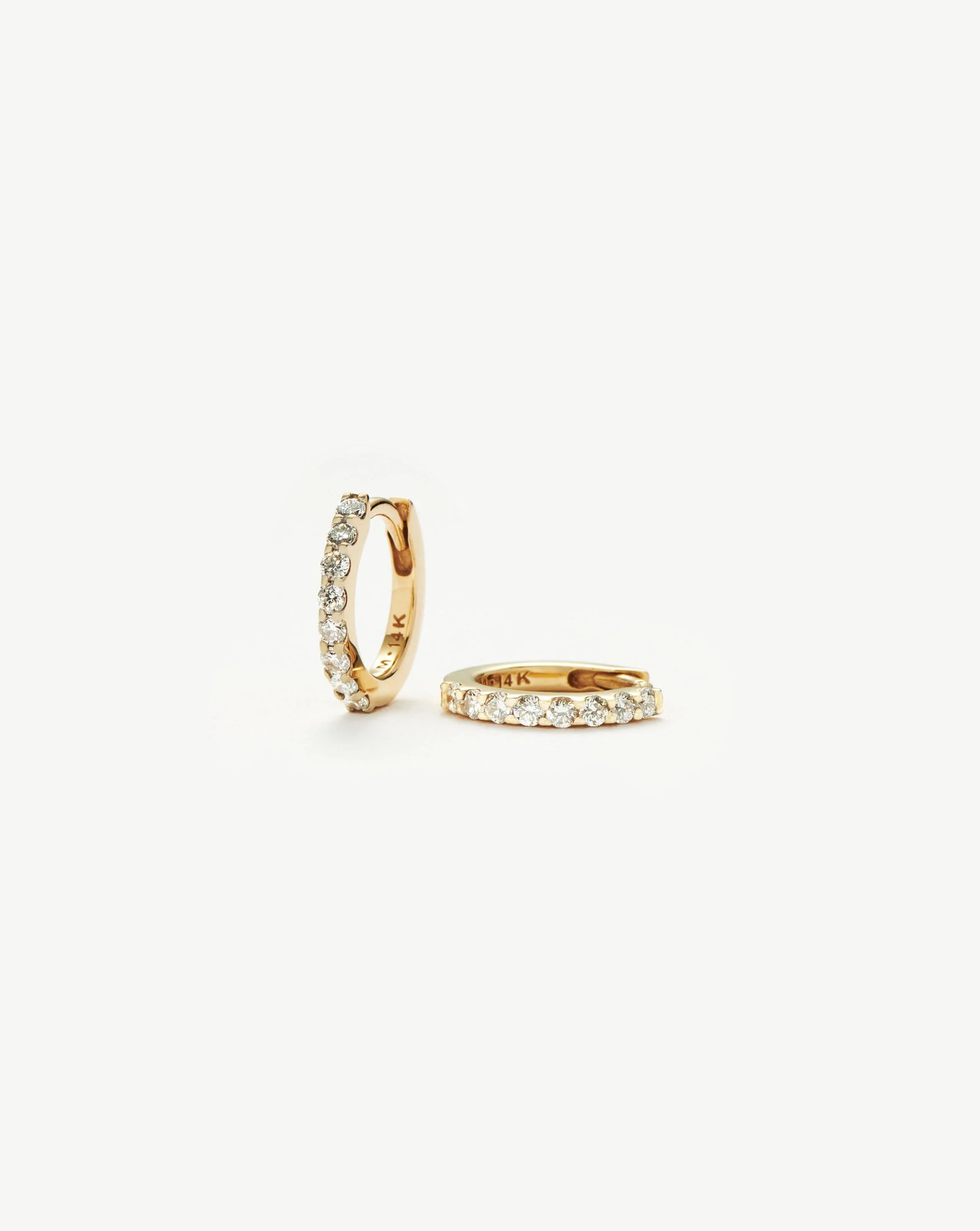 Solid Gold Classic Diamond Huggies | 14k Solid Gold/Diamond