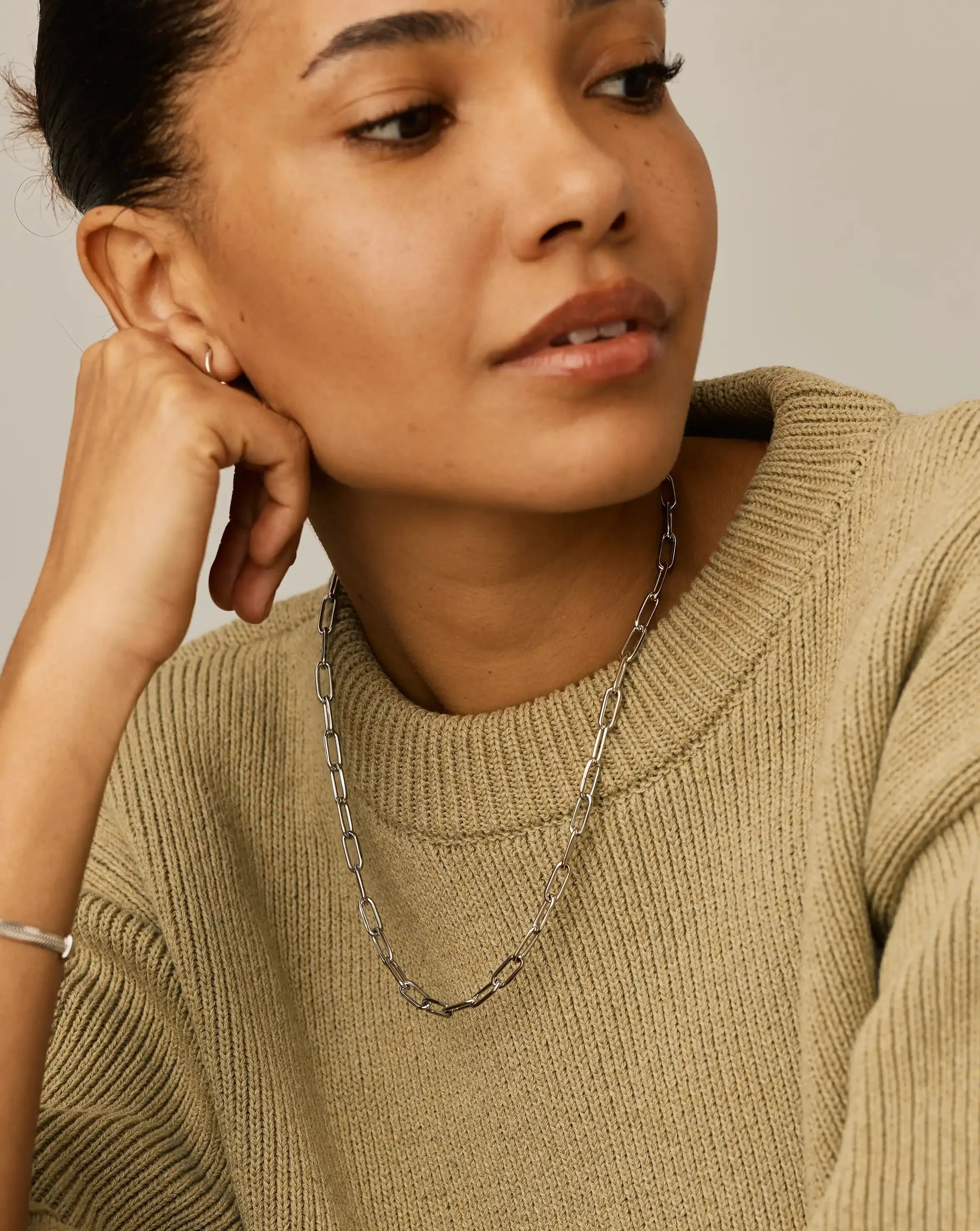 Classic Paperclip Chain Necklace | Platinum Plated - Image 2