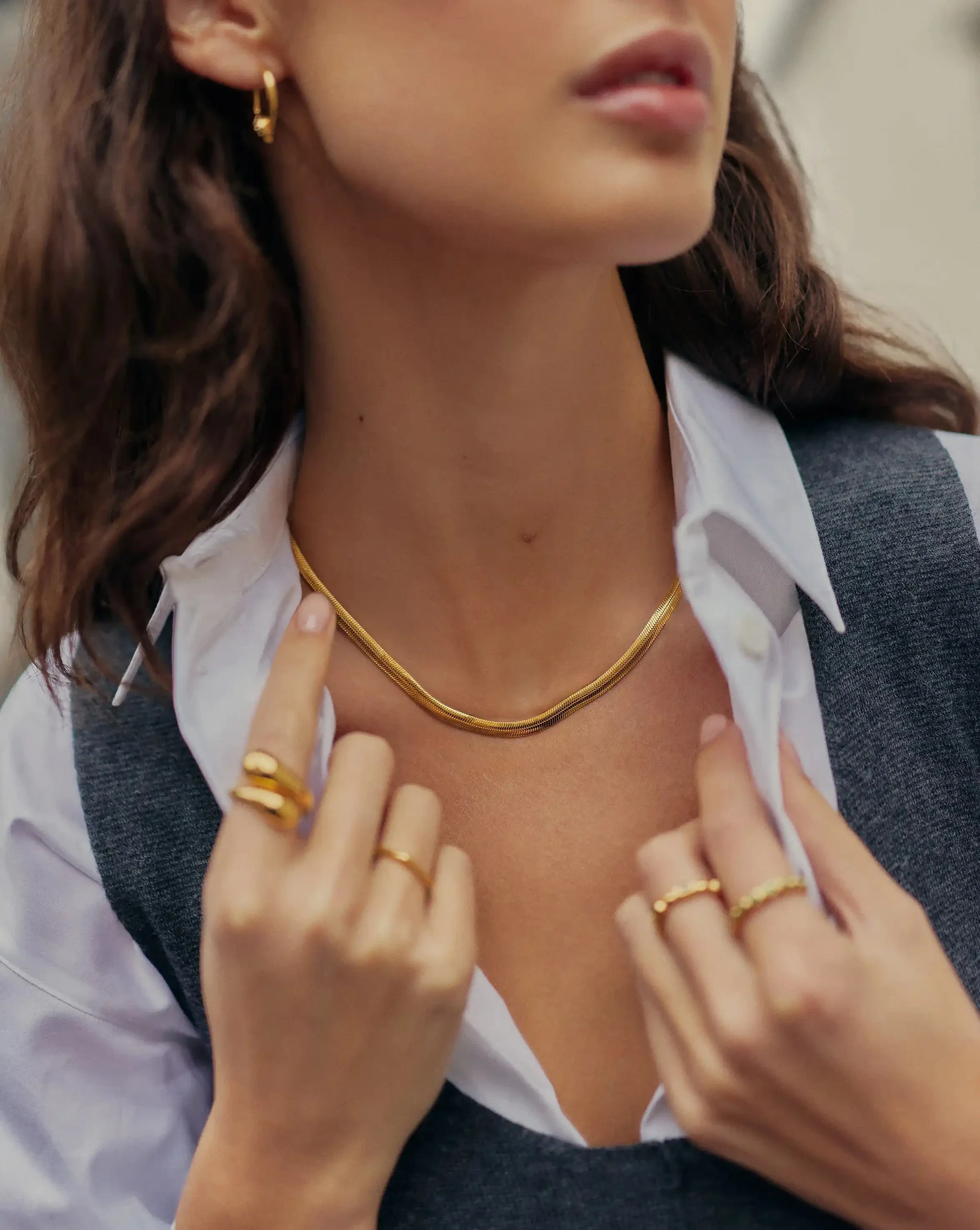 Classic Snake Chain Necklace | 18k Gold Plated - Image 2