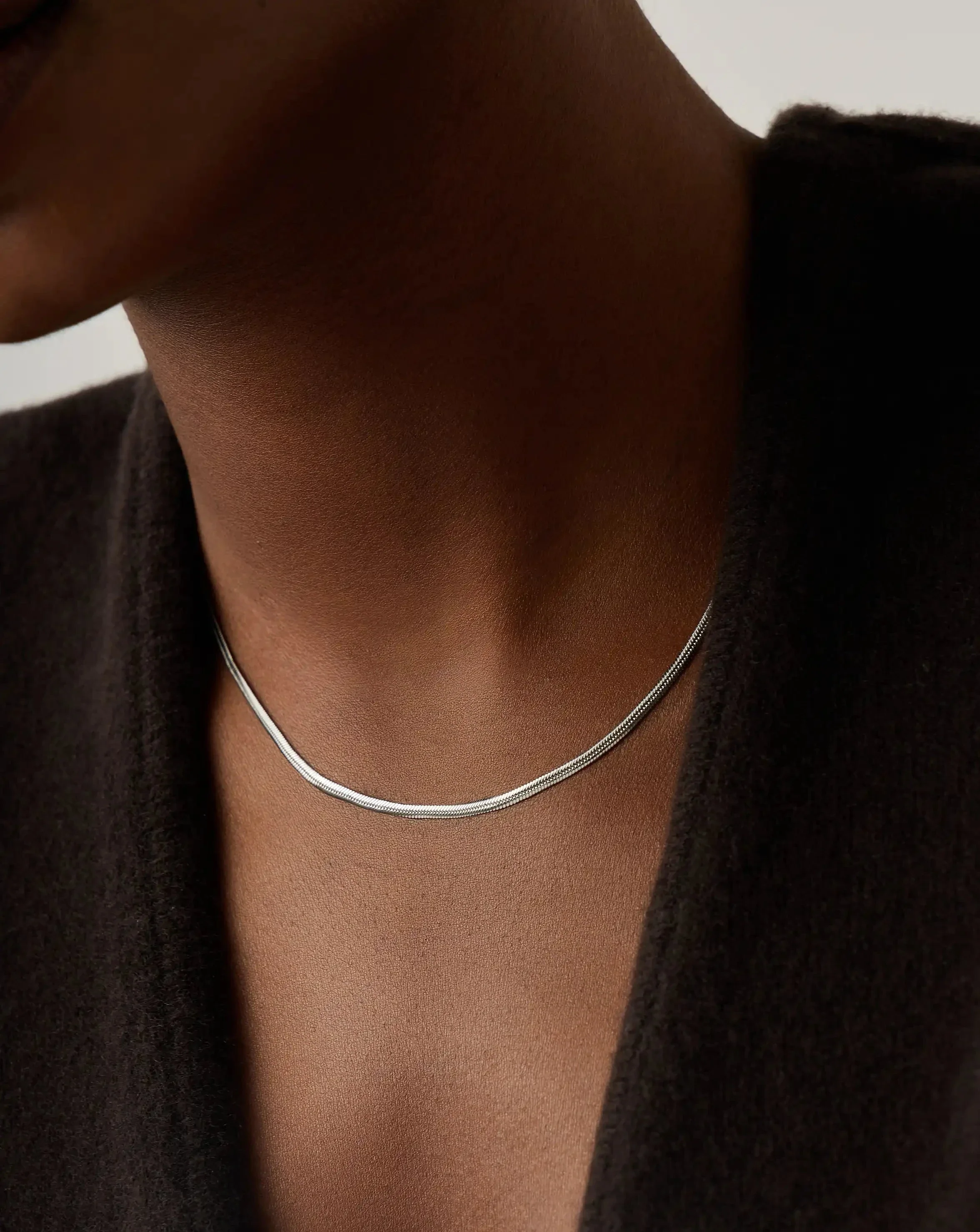 Thin Snake Chain Necklace | Silver Plated - Image 6