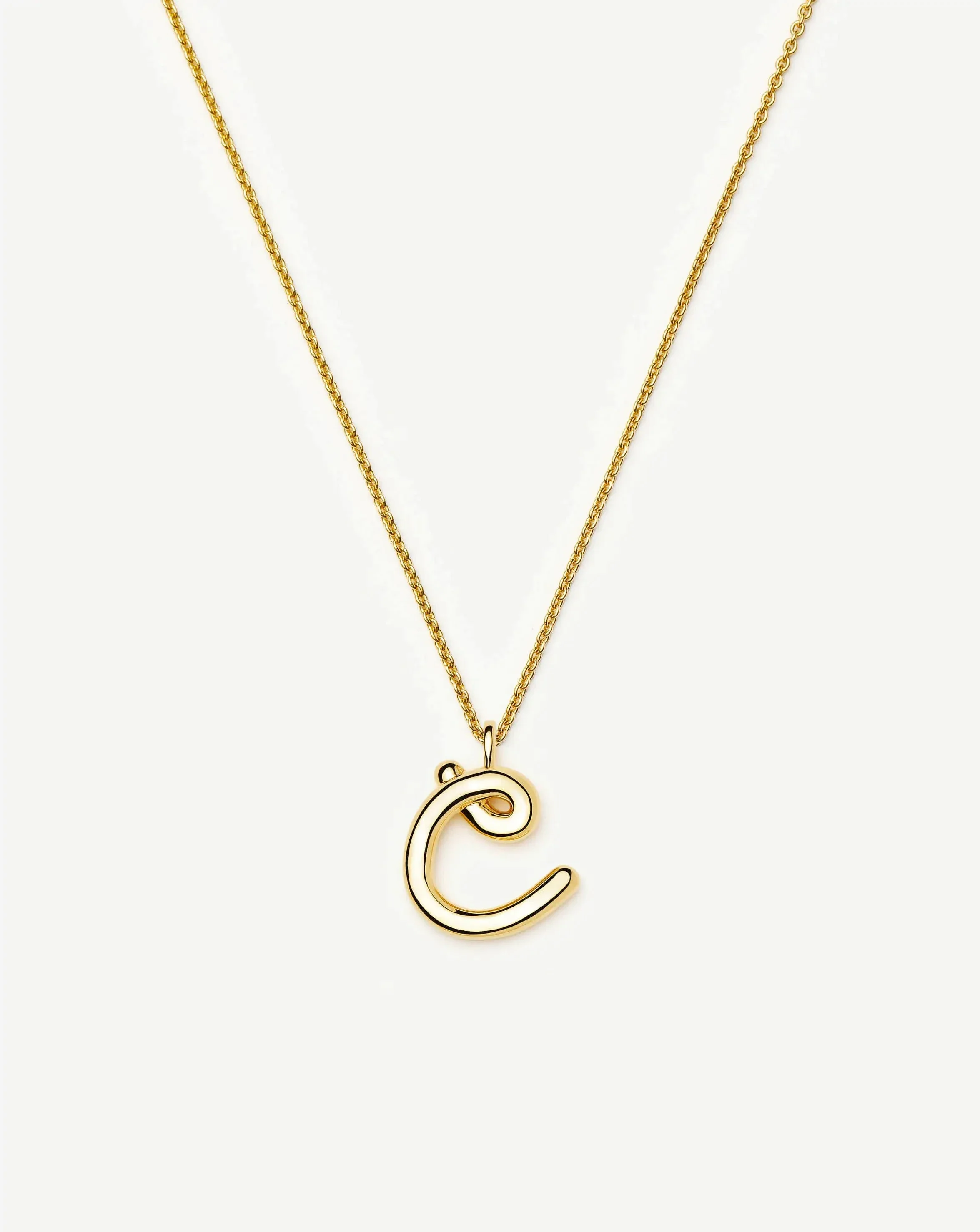 Curly Molten Initial Pendant Necklace - C | 18k Gold Vermeil