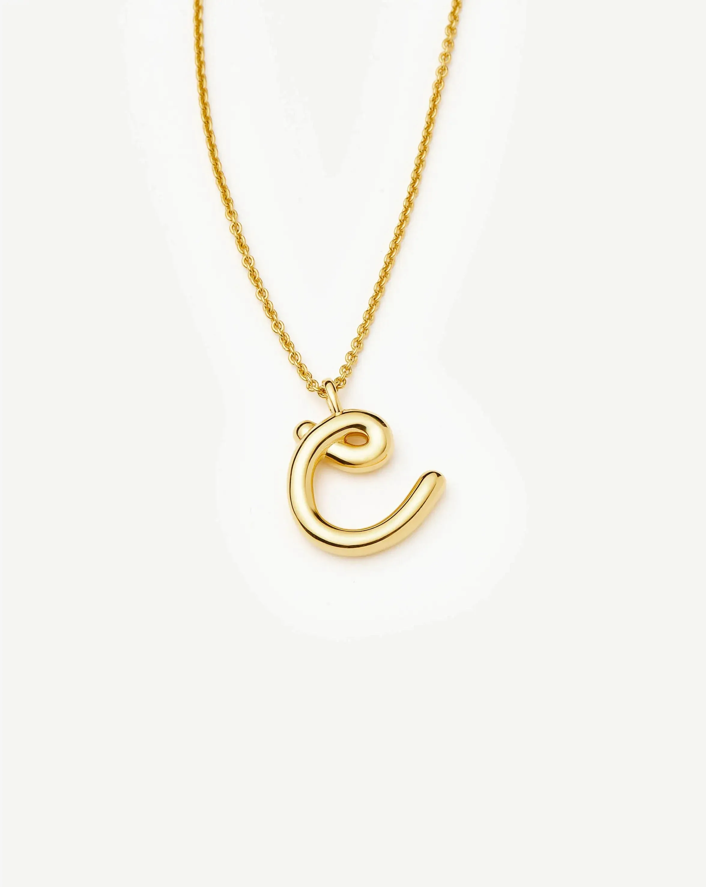 Curly Molten Initial Pendant Necklace - C | 18k Gold Vermeil - Image 4