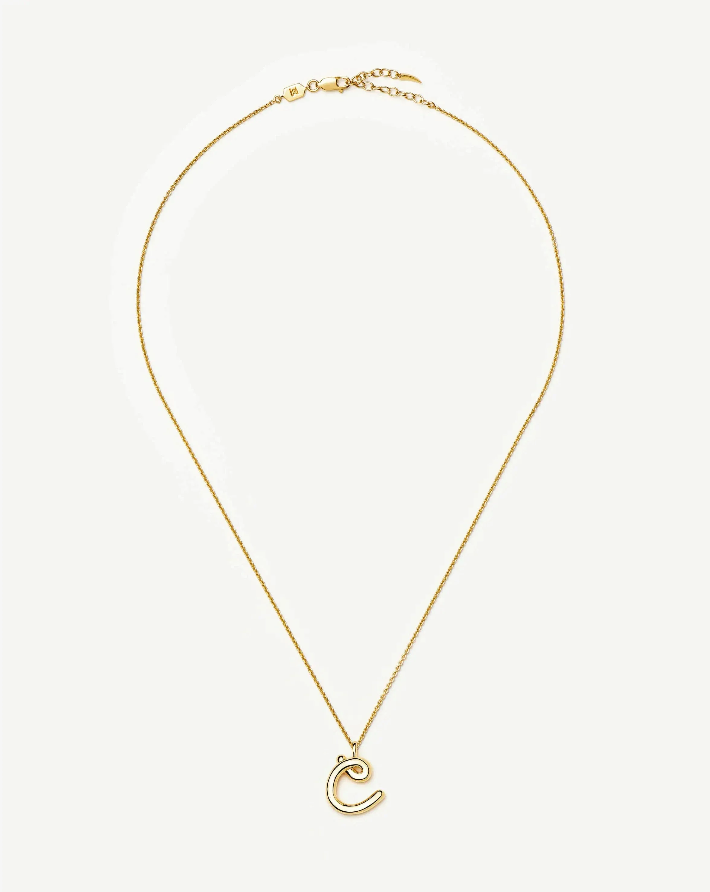 Curly Molten Initial Pendant Necklace - C | 18k Gold Vermeil - Image 5