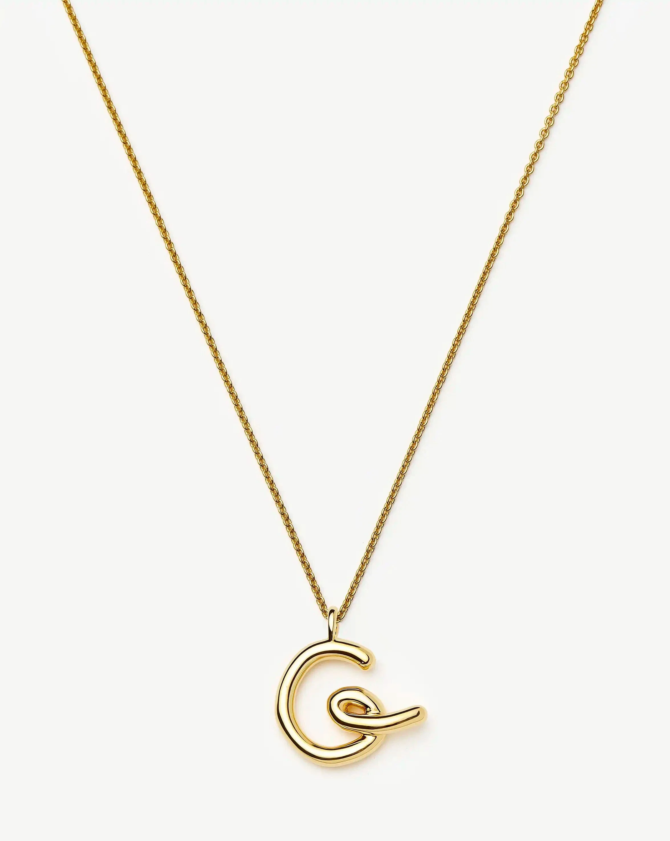 Curly Molten Initial Pendant Necklace - G | 18k Gold Vermeil