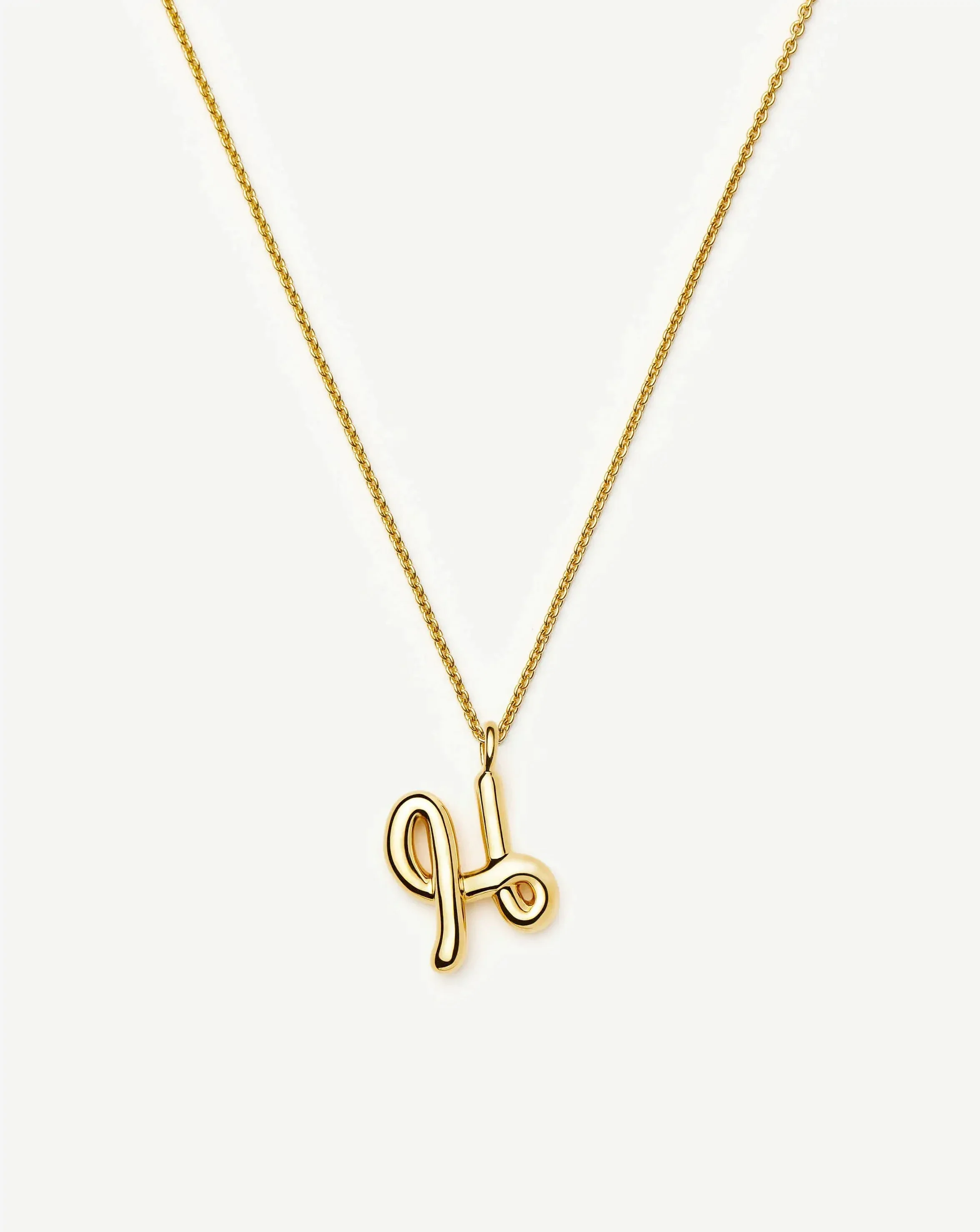 Curly Molten Initial Pendant Necklace - H | 18k Gold Vermeil