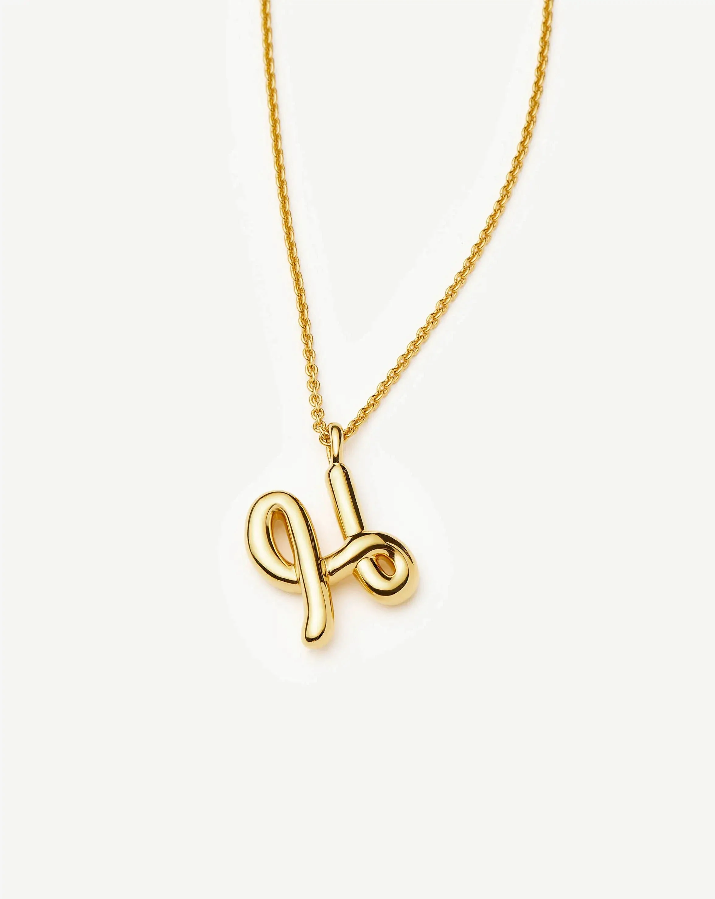 Curly Molten Initial Pendant Necklace - H | 18k Gold Vermeil - Image 4