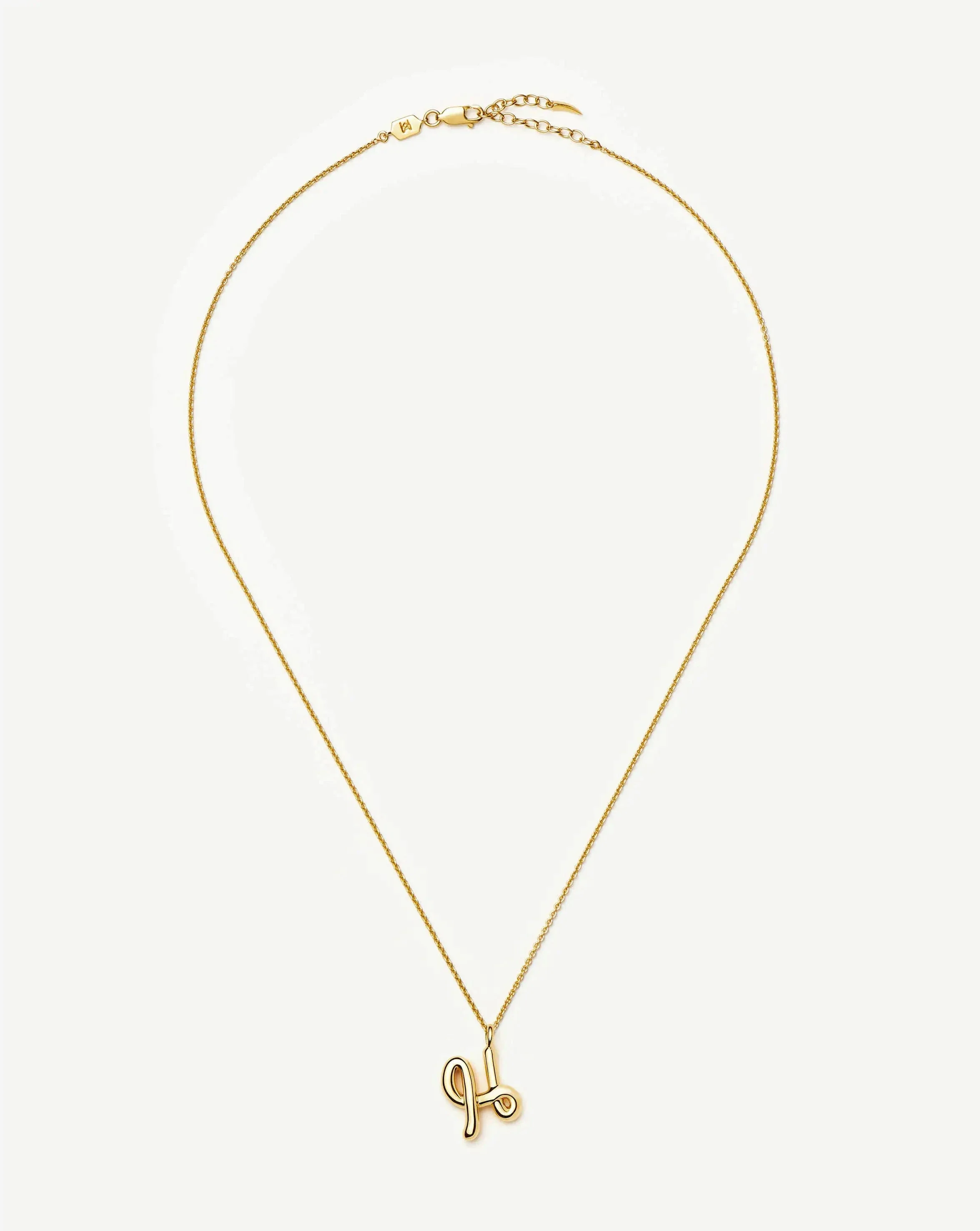 Curly Molten Initial Pendant Necklace - H | 18k Gold Vermeil - Image 5