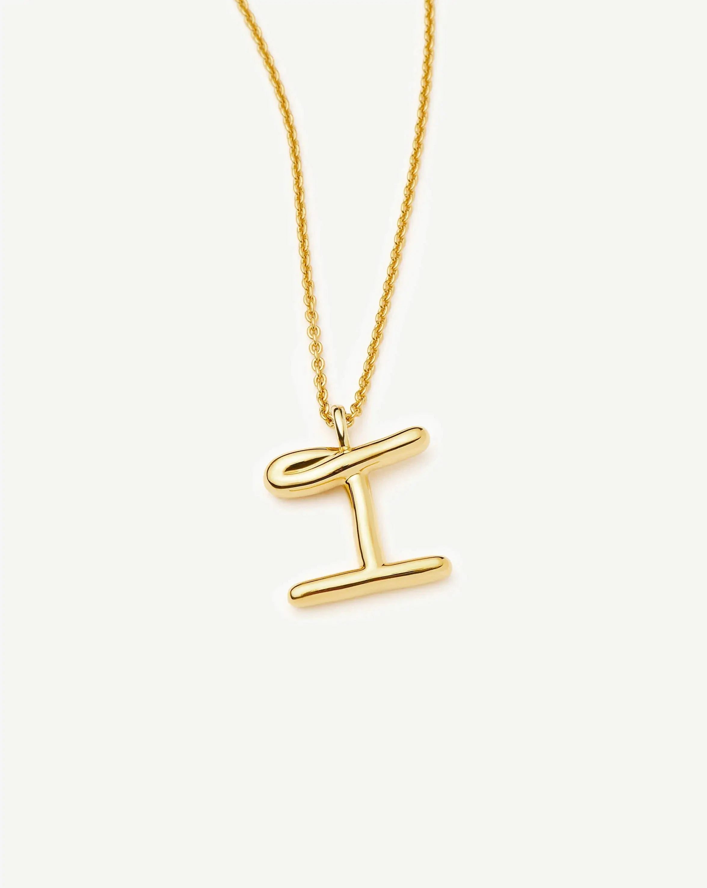 Curly Molten Initial Pendant Necklace - I | 18k Gold Vermeil - Image 4
