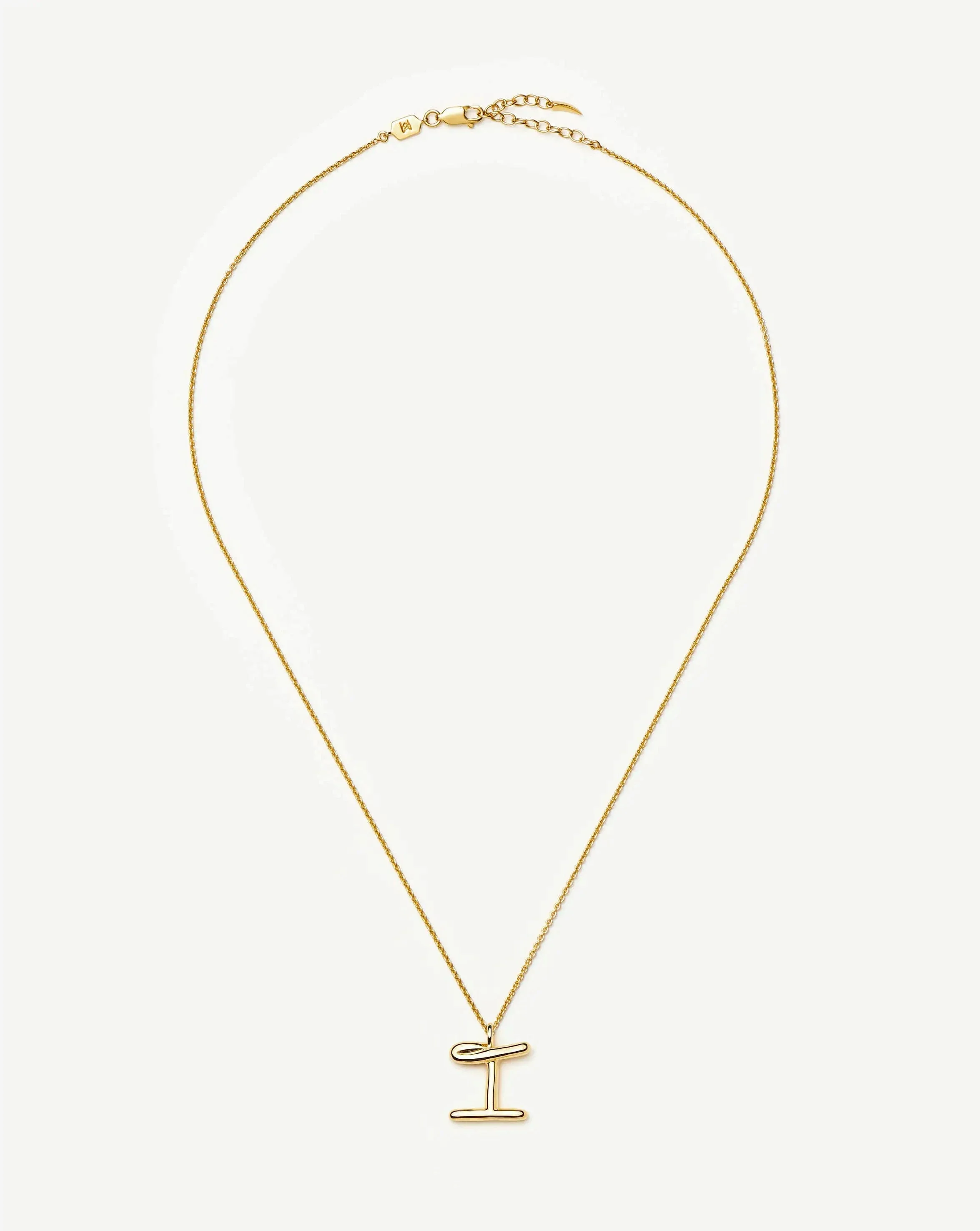 Curly Molten Initial Pendant Necklace - I | 18k Gold Vermeil - Image 5