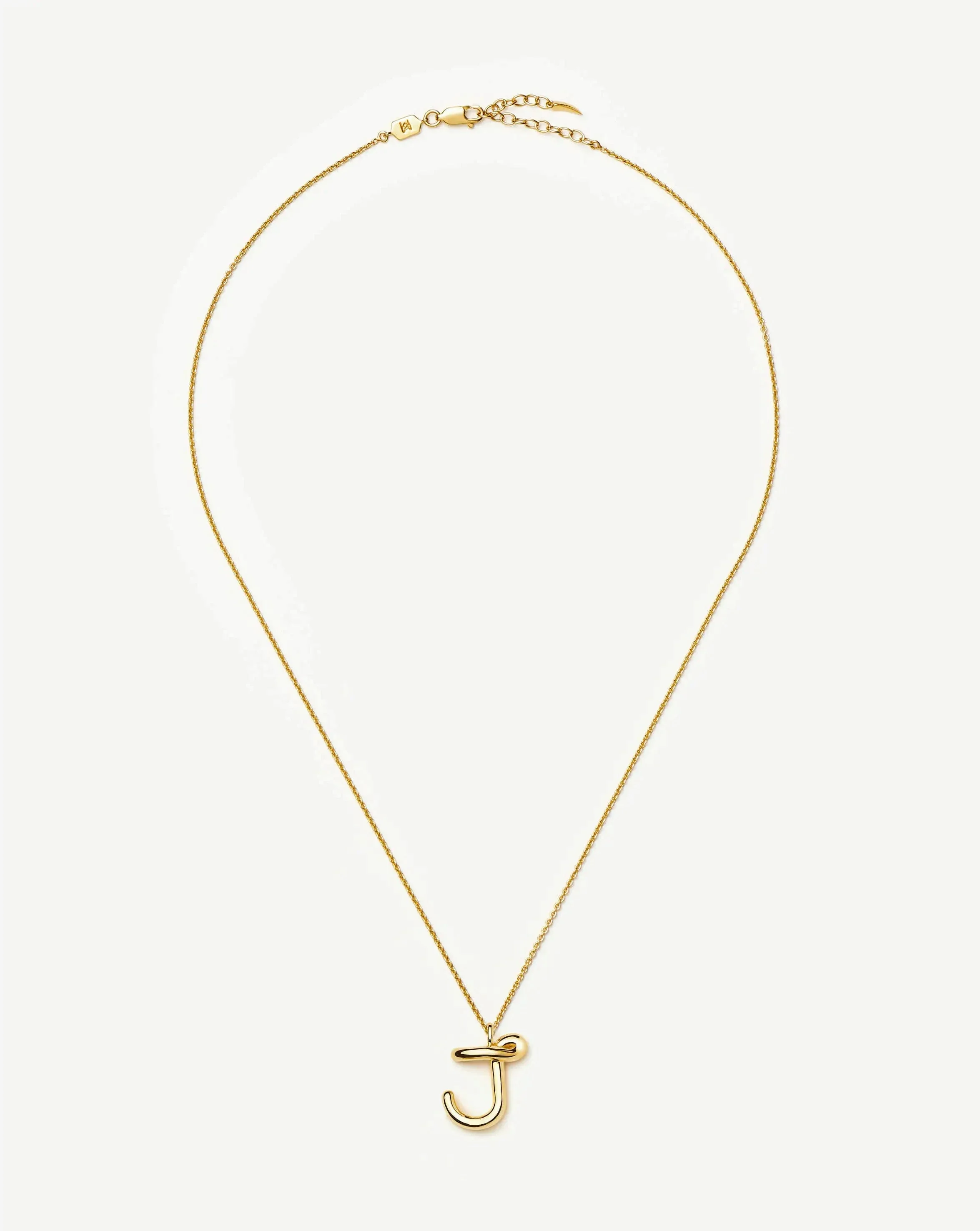 Curly Molten Initial Pendant Necklace - J | 18k Gold Vermeil - Image 5