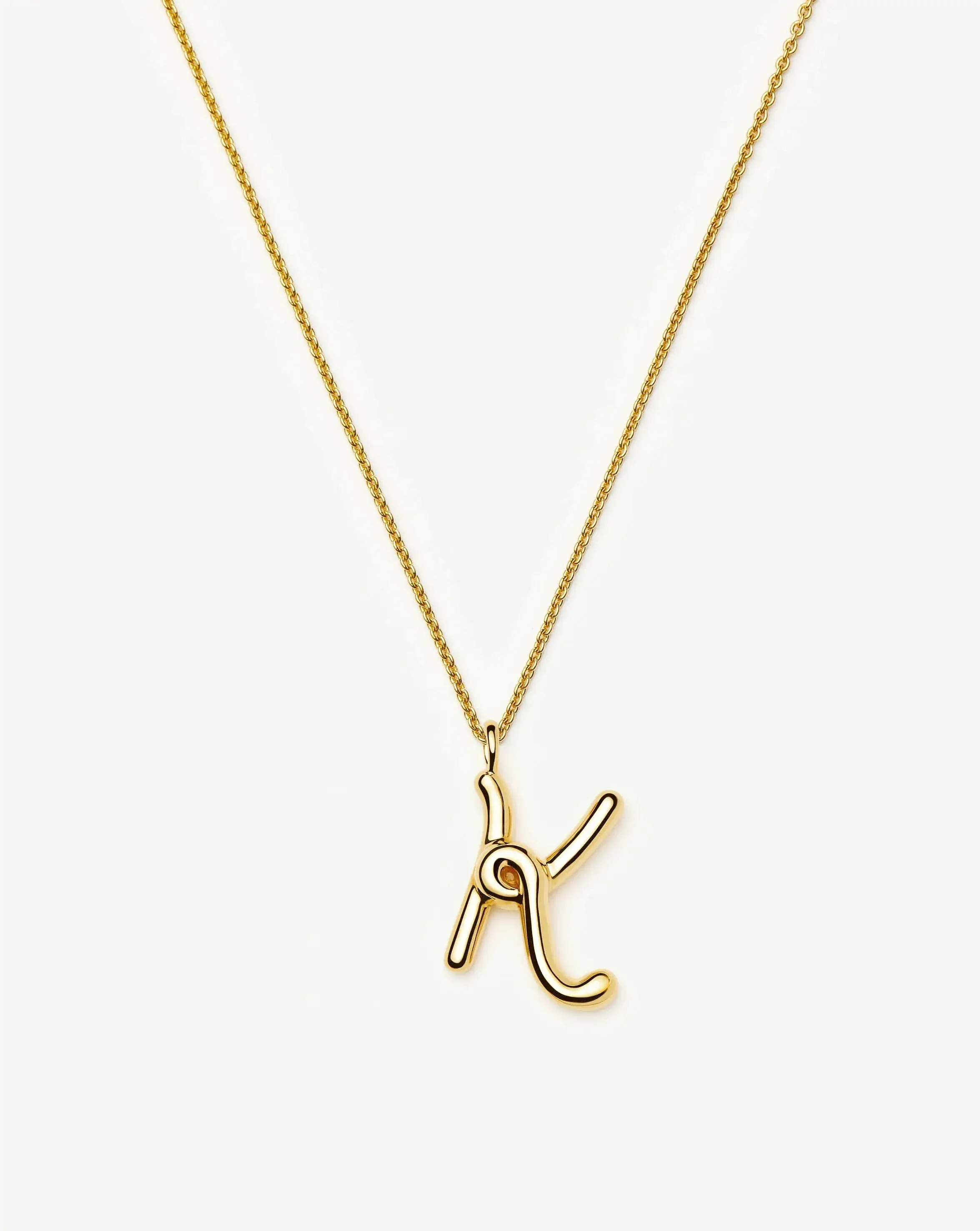 Curly Molten Initial Pendant Necklace - K | 18k Gold Vermeil