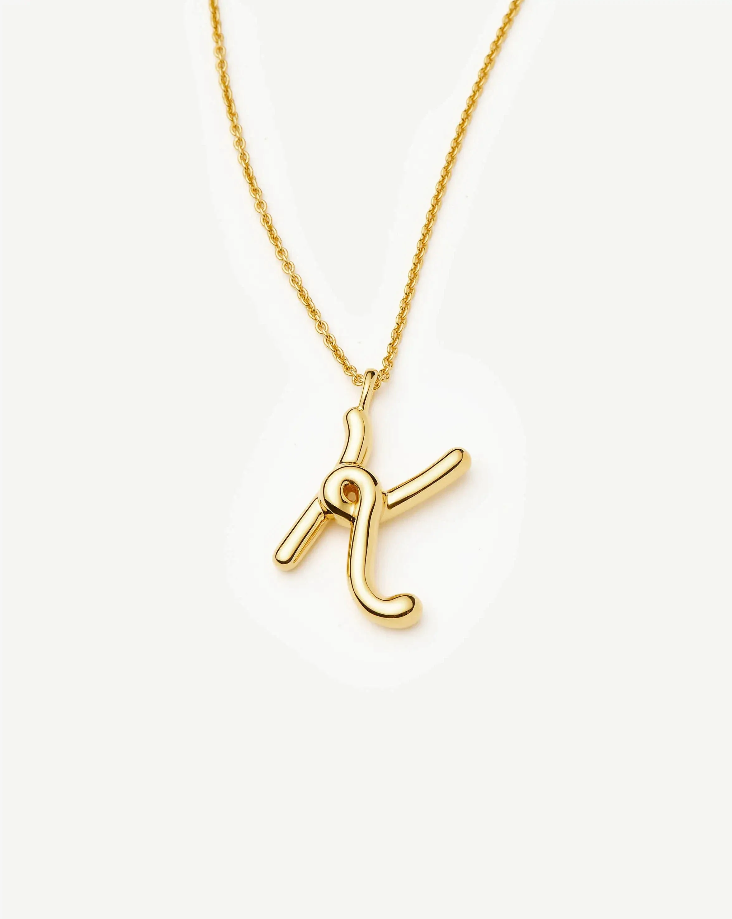 Curly Molten Initial Pendant Necklace - K | 18k Gold Vermeil - Image 2