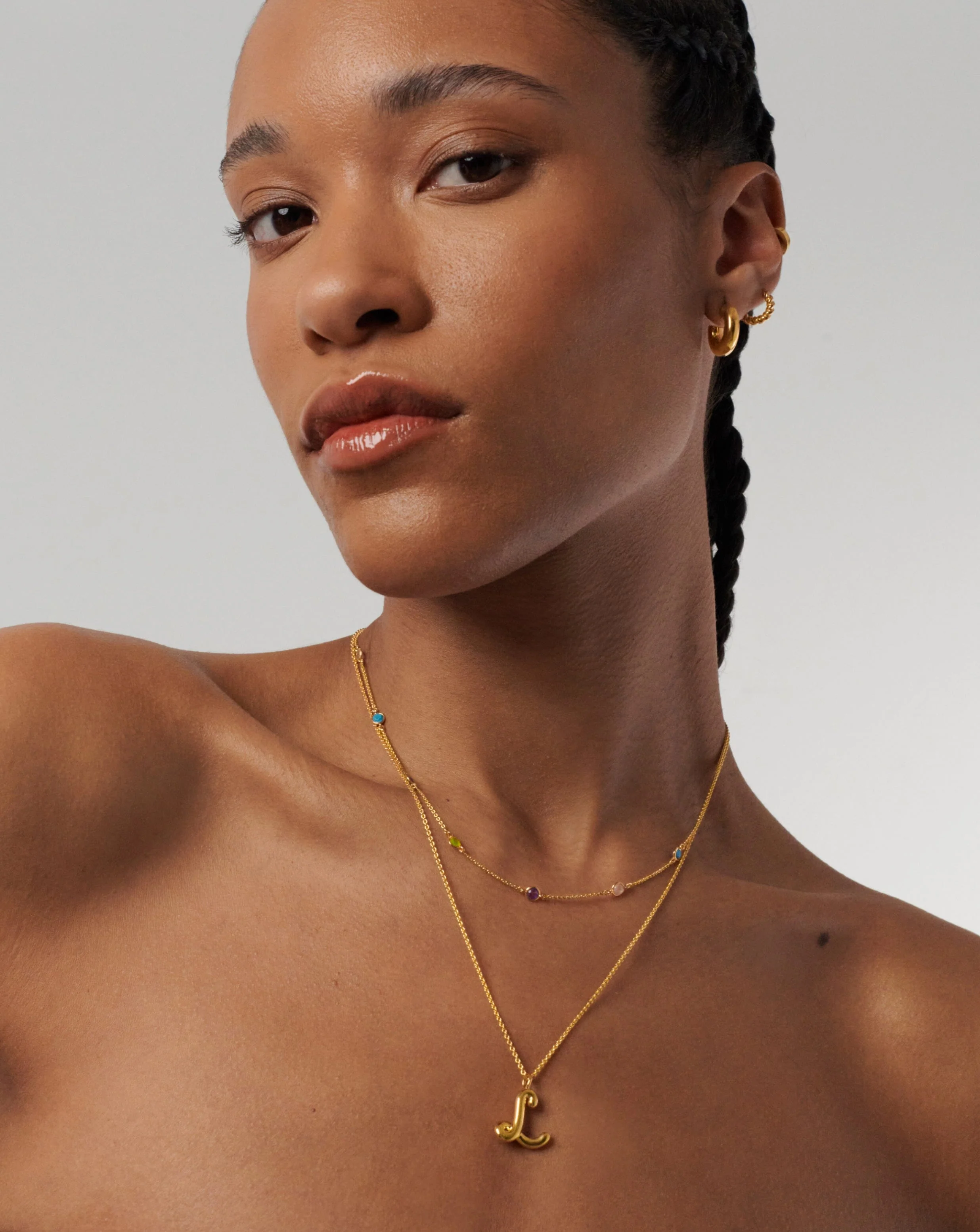 Curly Molten Initial Pendant Necklace - L | 18k Gold Vermeil - Image 3