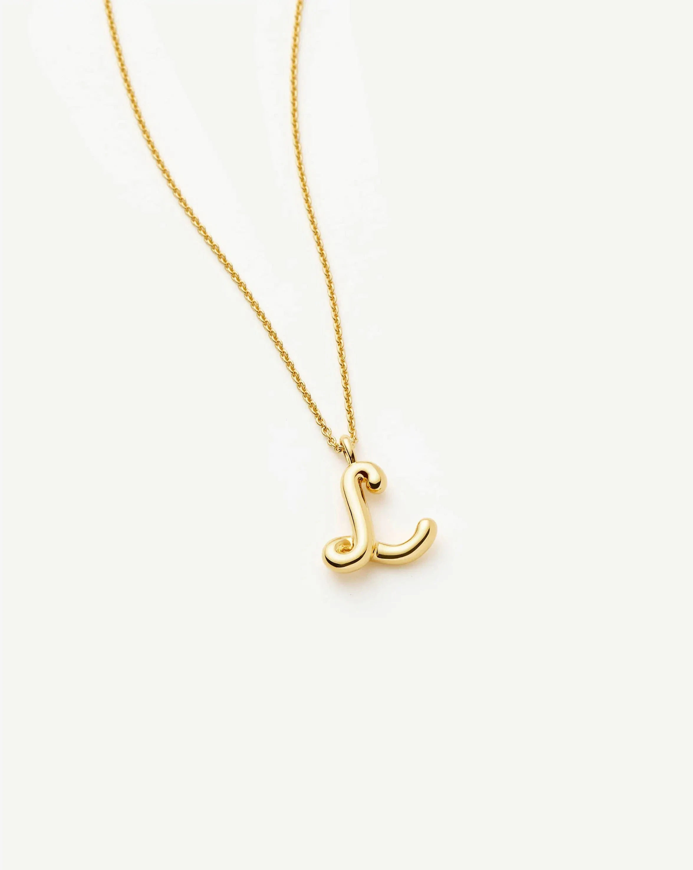 Curly Molten Initial Pendant Necklace - L | 18k Gold Vermeil - Image 4
