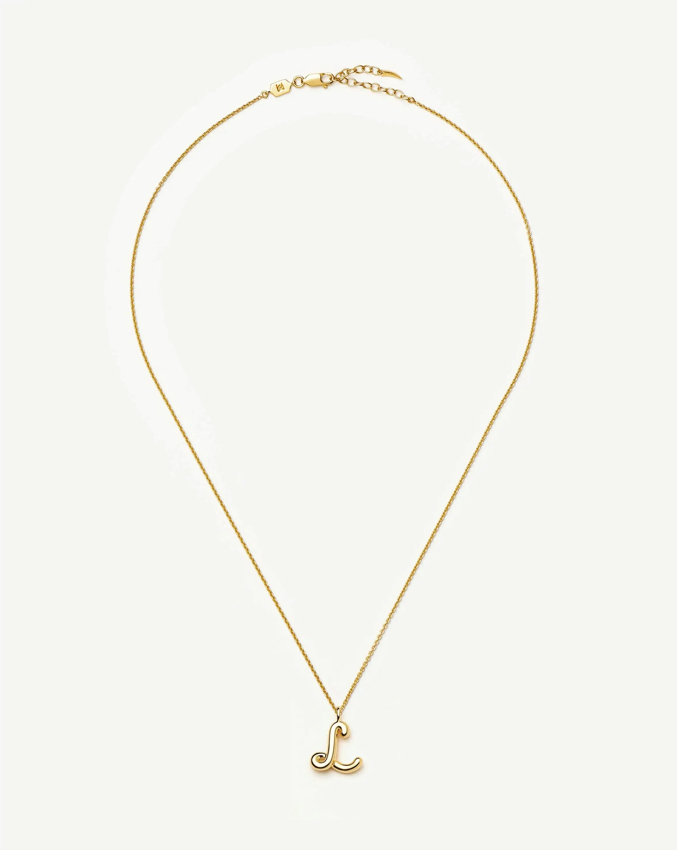 Curly Molten Initial Pendant Necklace - L | 18k Gold Vermeil - Image 5