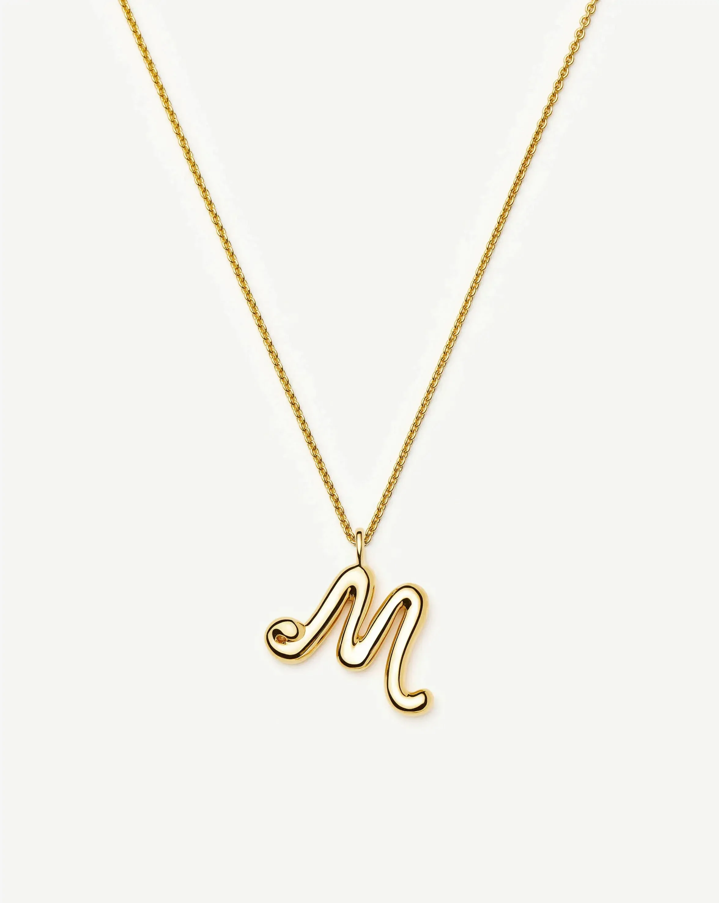 Curly Molten Initial Pendant Necklace - M | 18k Gold Vermeil
