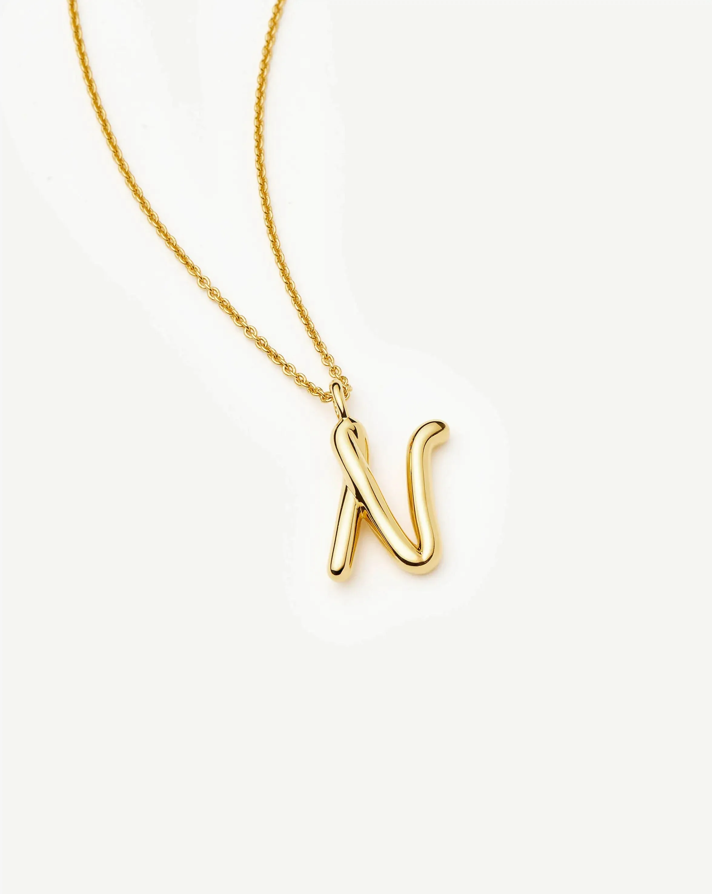 Curly Molten Initial Pendant Necklace - N | 18k Gold Vermeil - Image 2