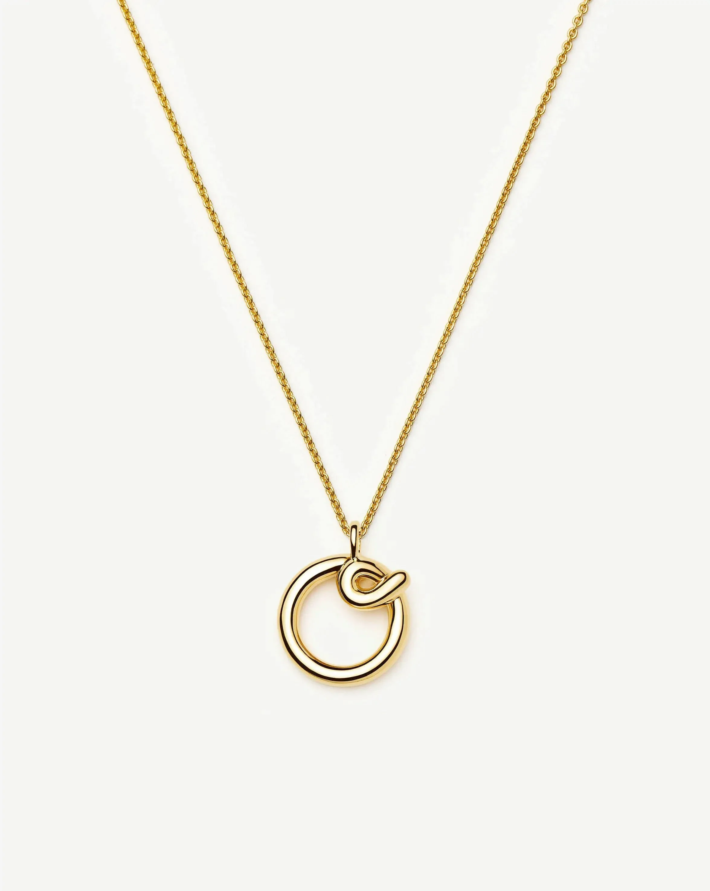 Curly Molten Initial Pendant Necklace - O | 18k Gold Vermeil