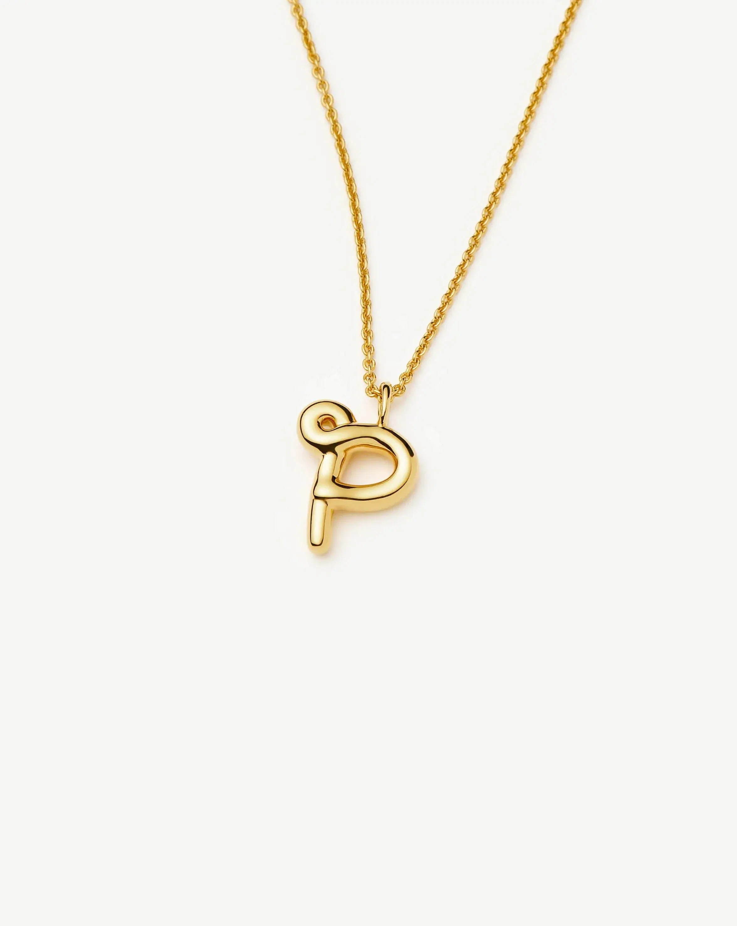 Curly Molten Initial Pendant Necklace - P | 18k Gold Vermeil - Image 2