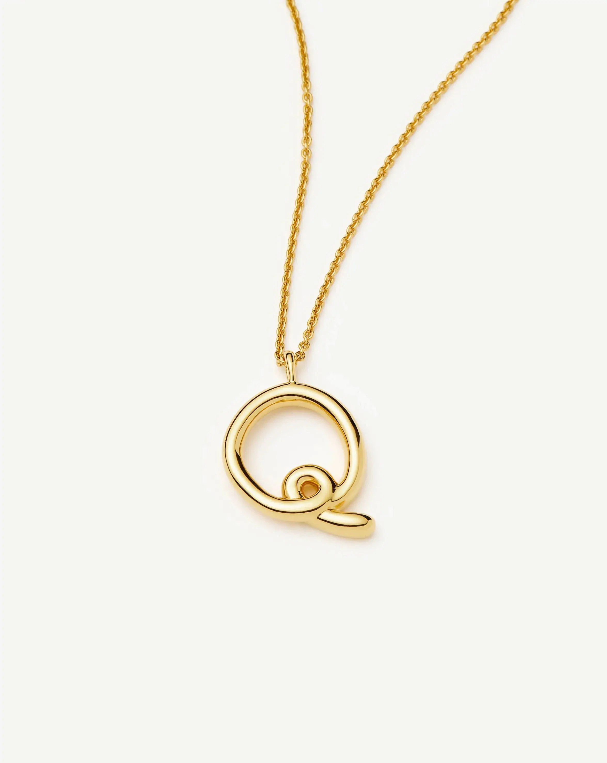 Curly Molten Initial Pendant Necklace - Q | 18k Gold Vermeil - Image 2