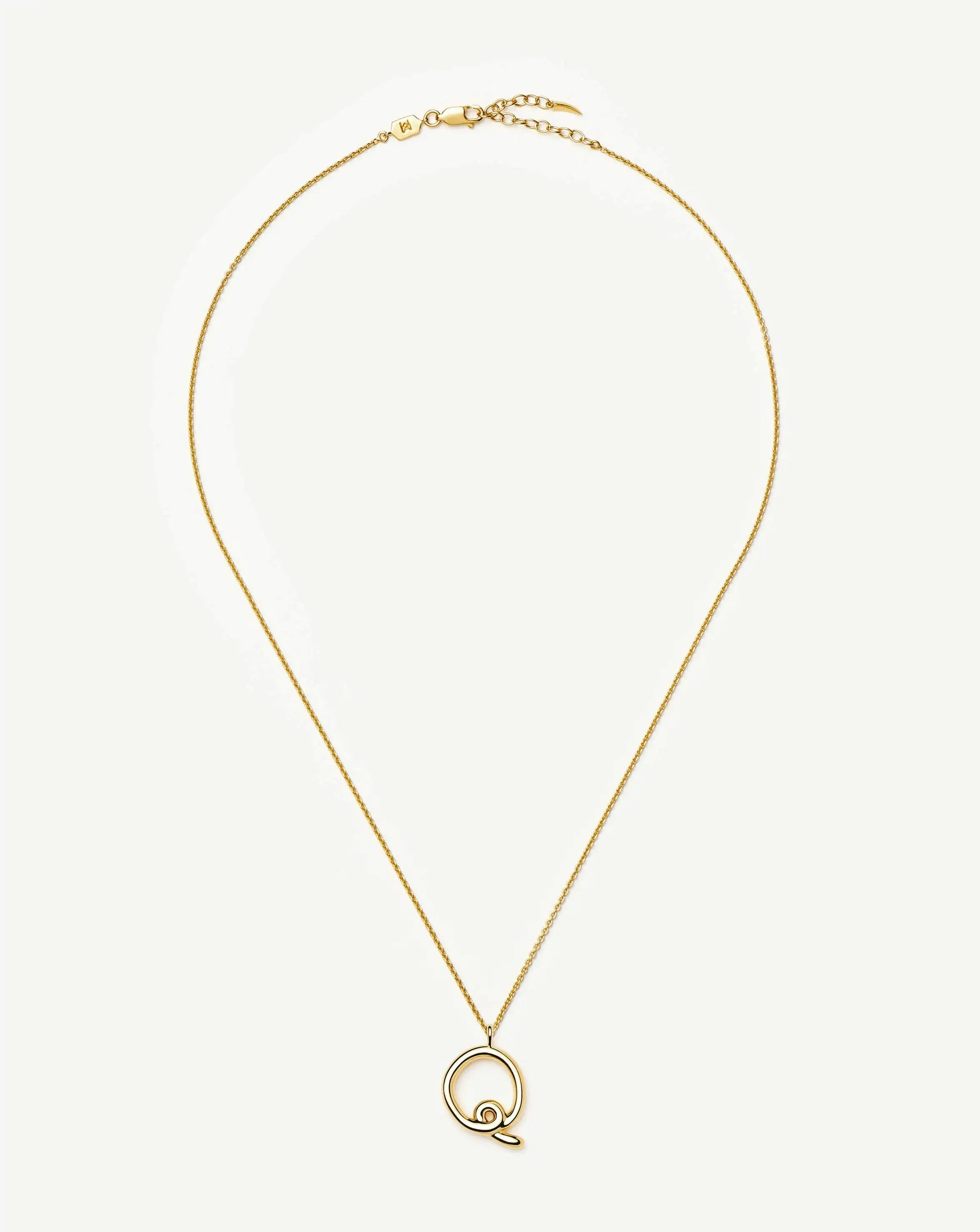 Curly Molten Initial Pendant Necklace - Q | 18k Gold Vermeil - Image 3