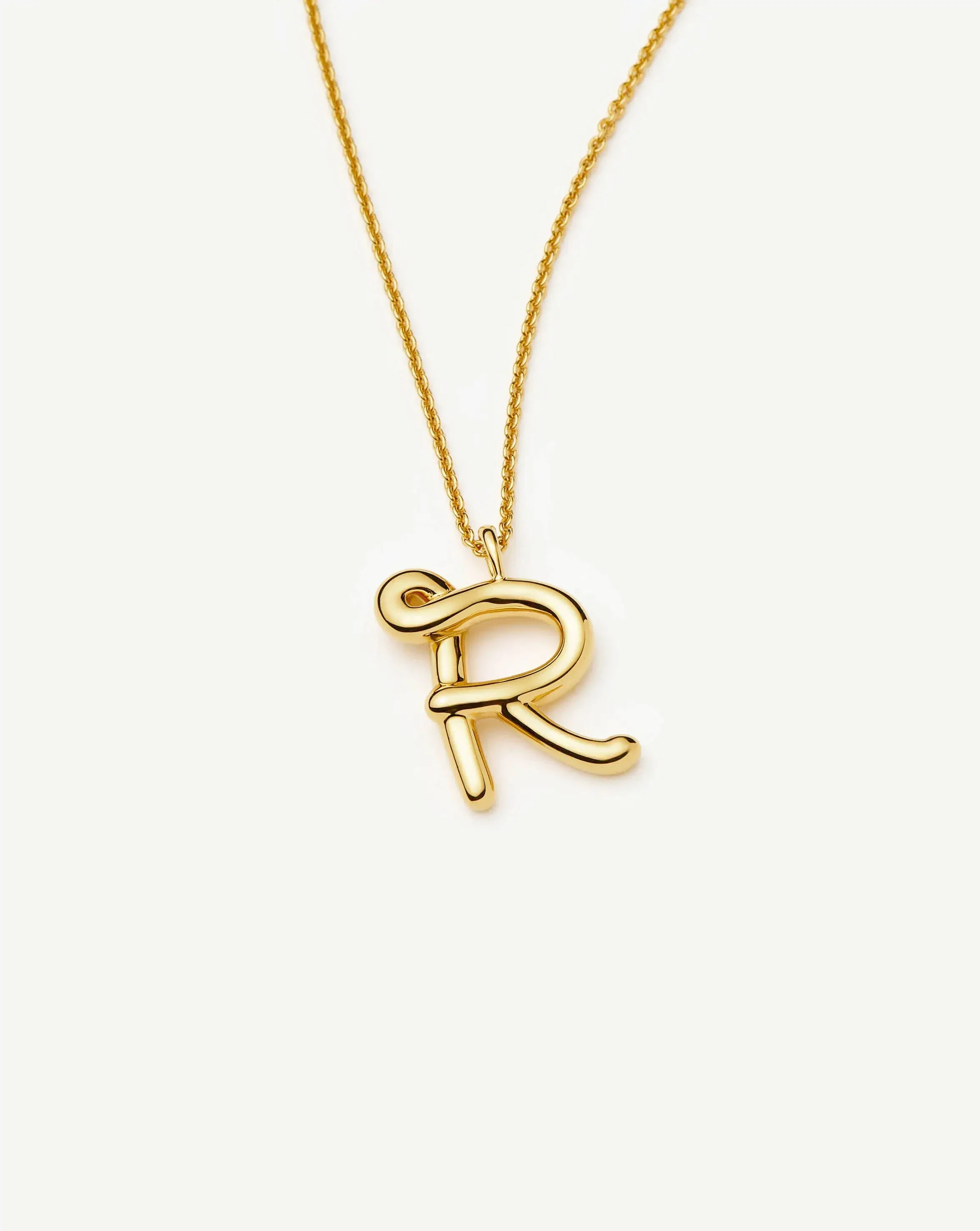 Curly Molten Initial Pendant Necklace - R | 18k Gold Vermeil - Image 2