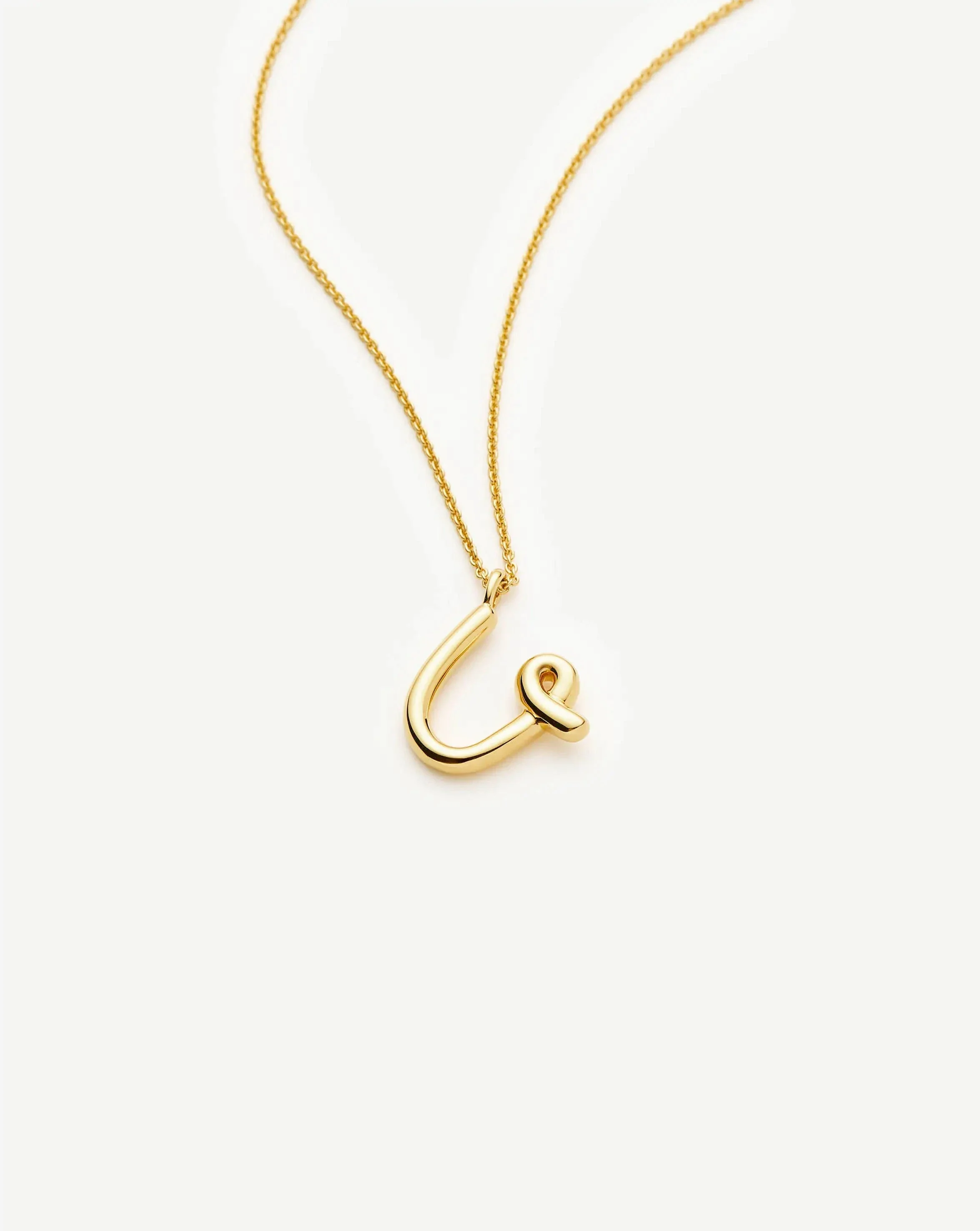 Curly Molten Initial Pendant Necklace - U | 18k Gold Vermeil - Image 2